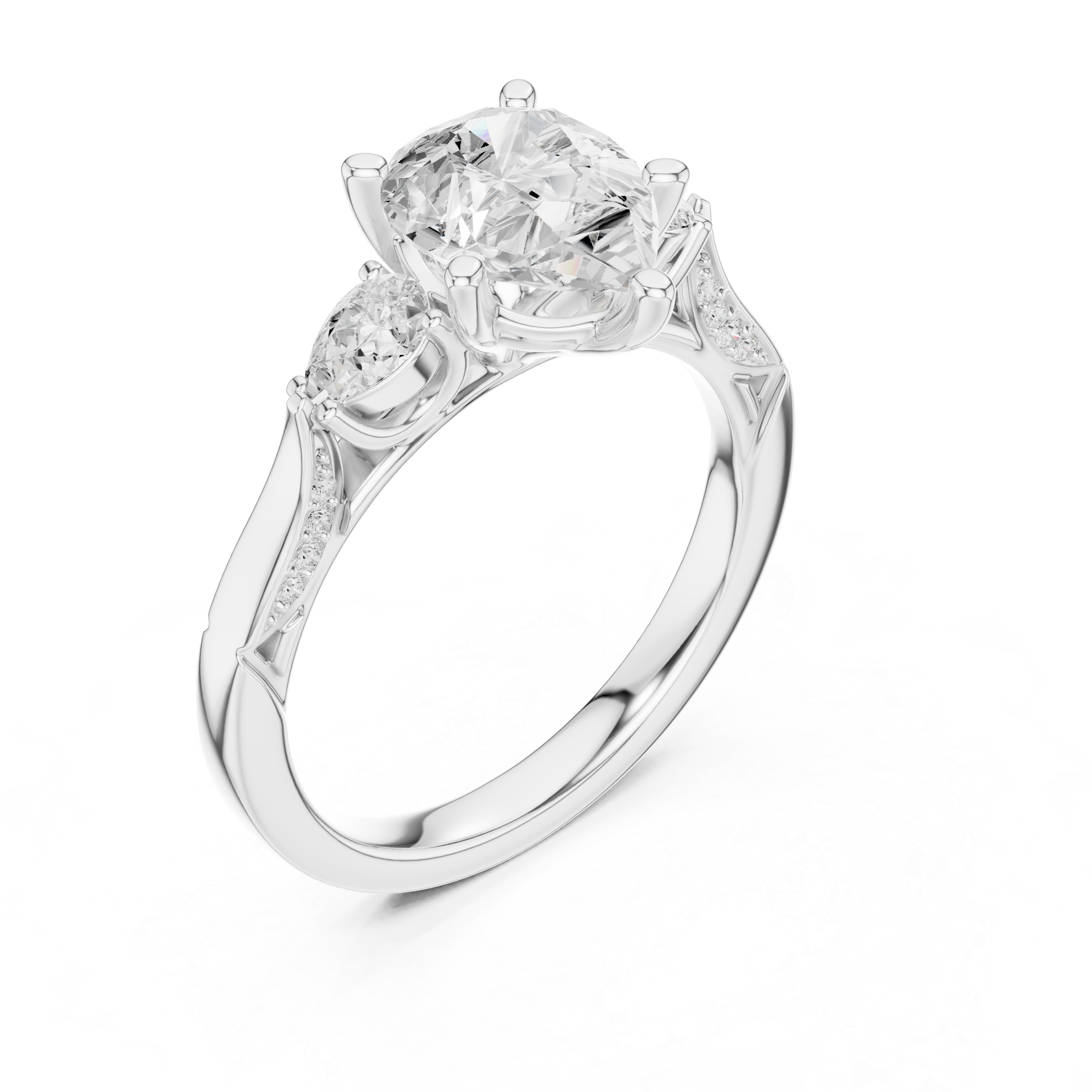 Three stone  with accent diamonds