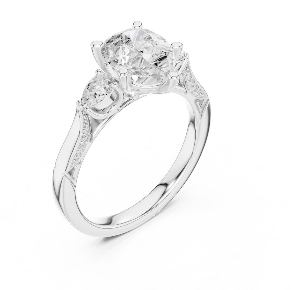 Three stone  with accent diamonds