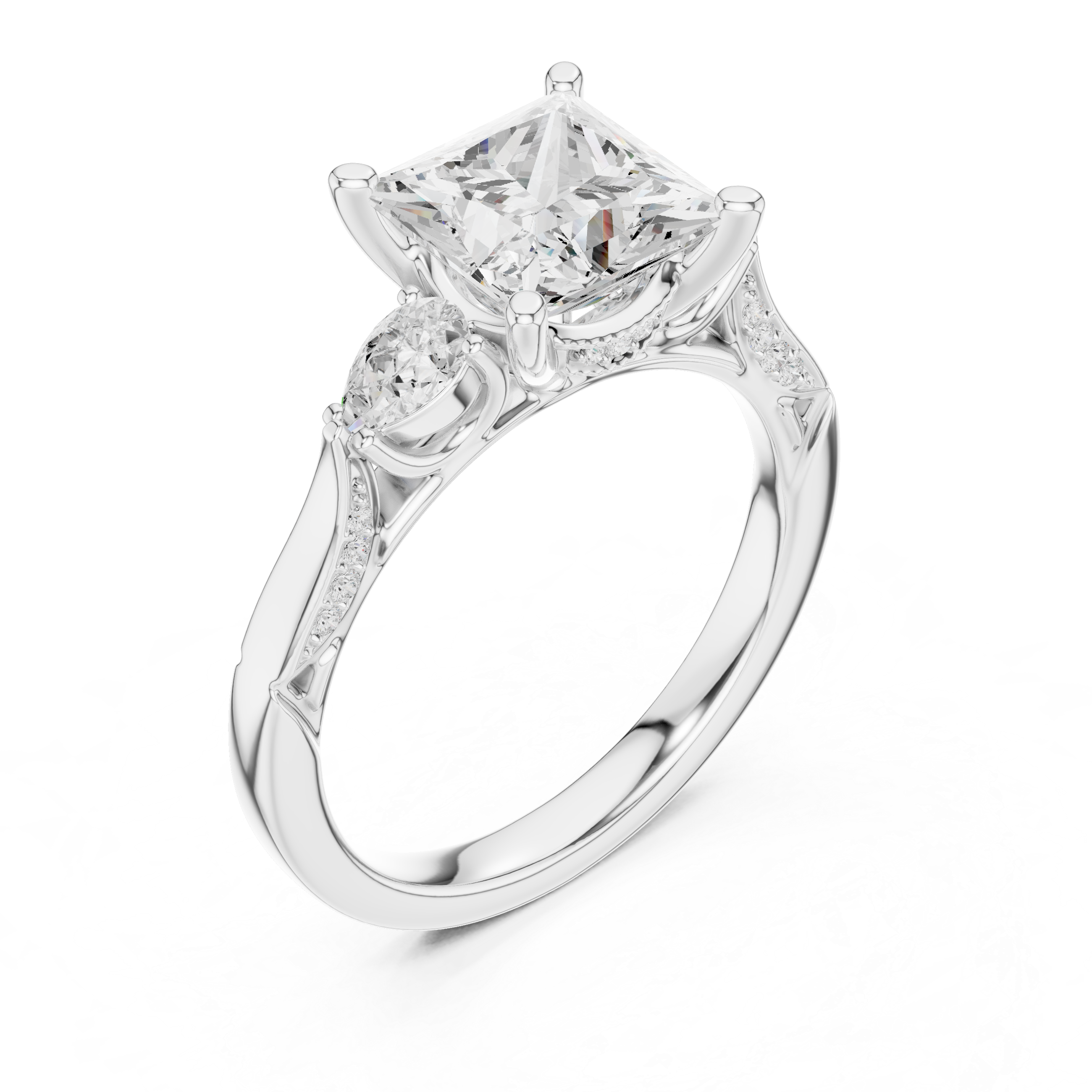 Three stone  with accent diamonds
