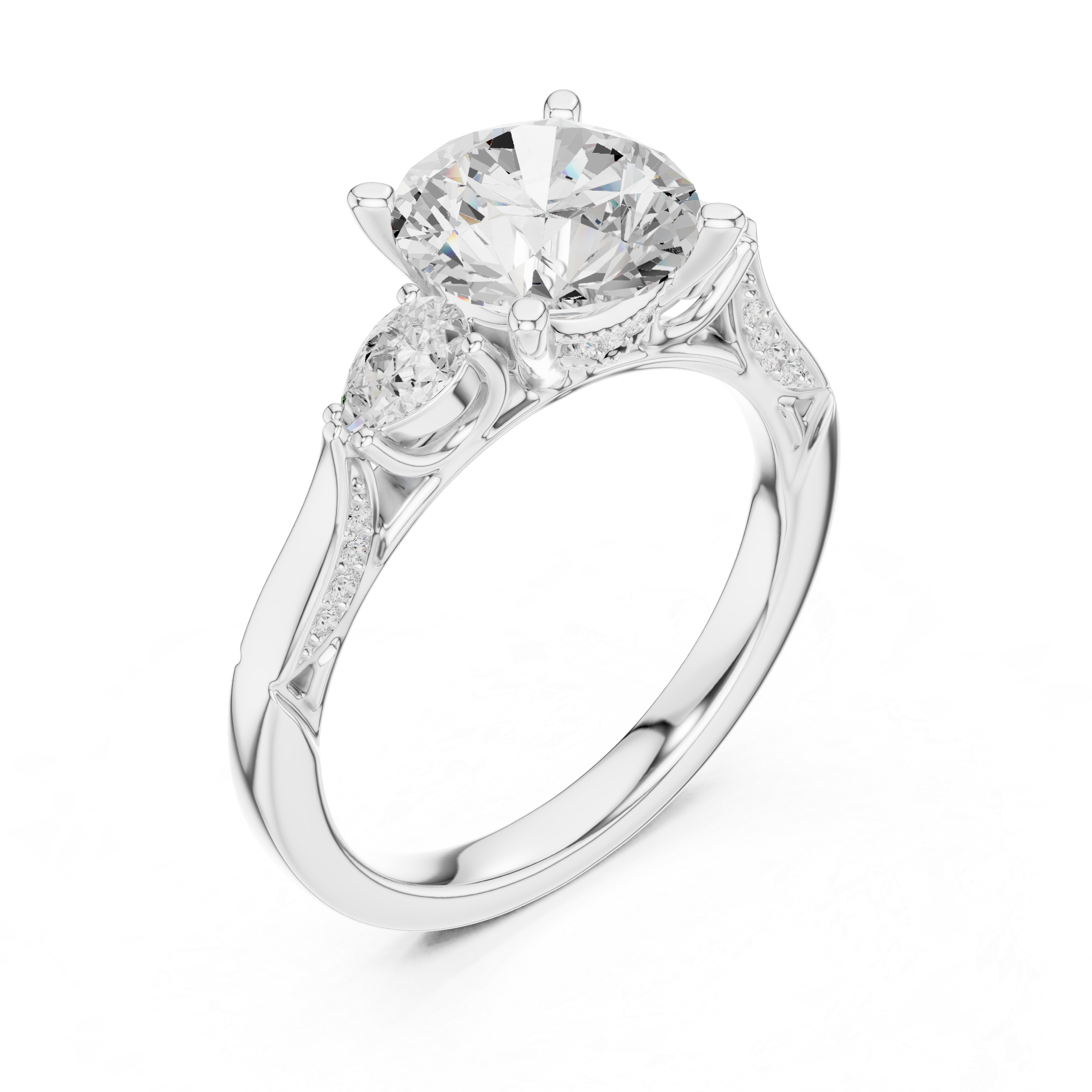 Three stone  with accent diamonds