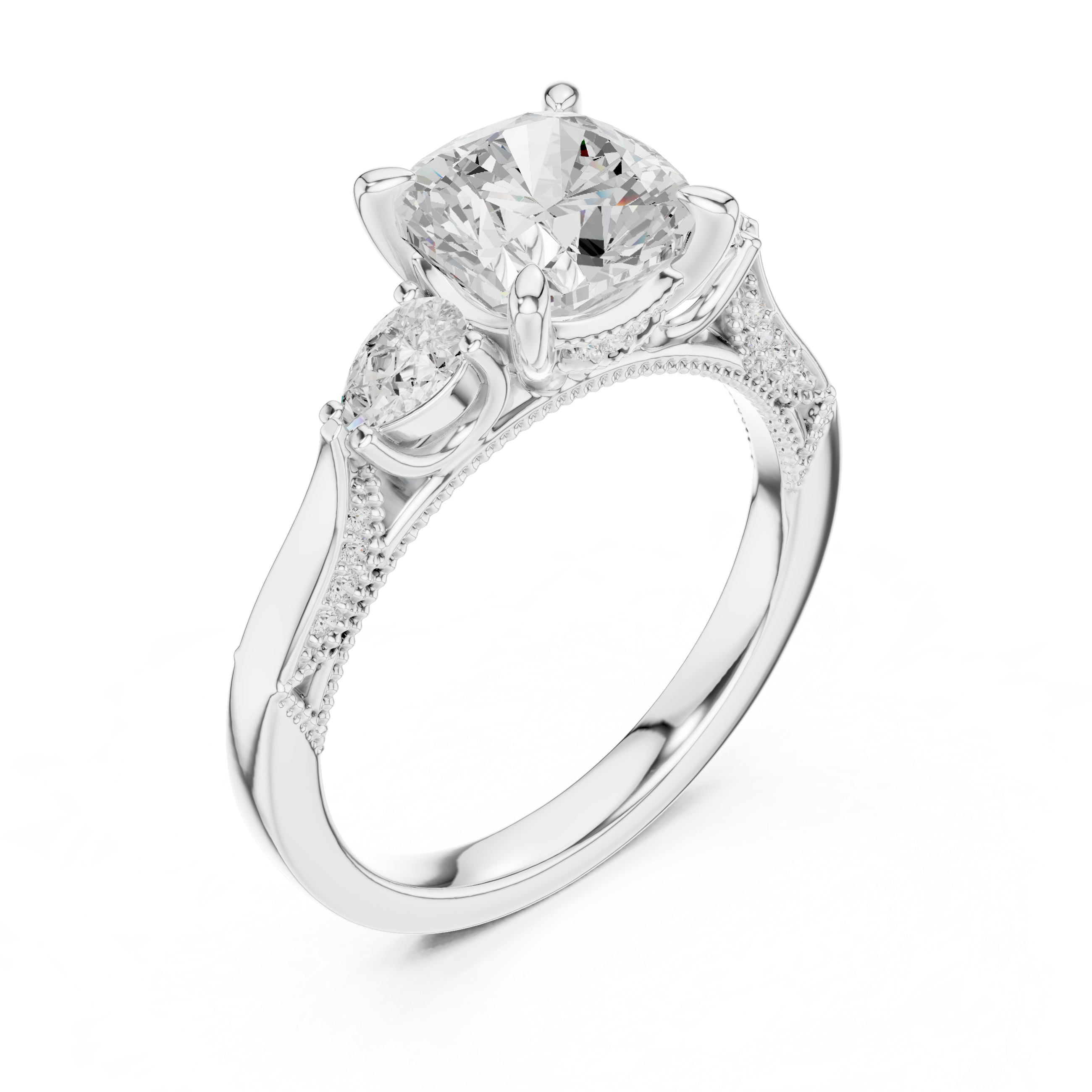 Floral toe ring with carved design.