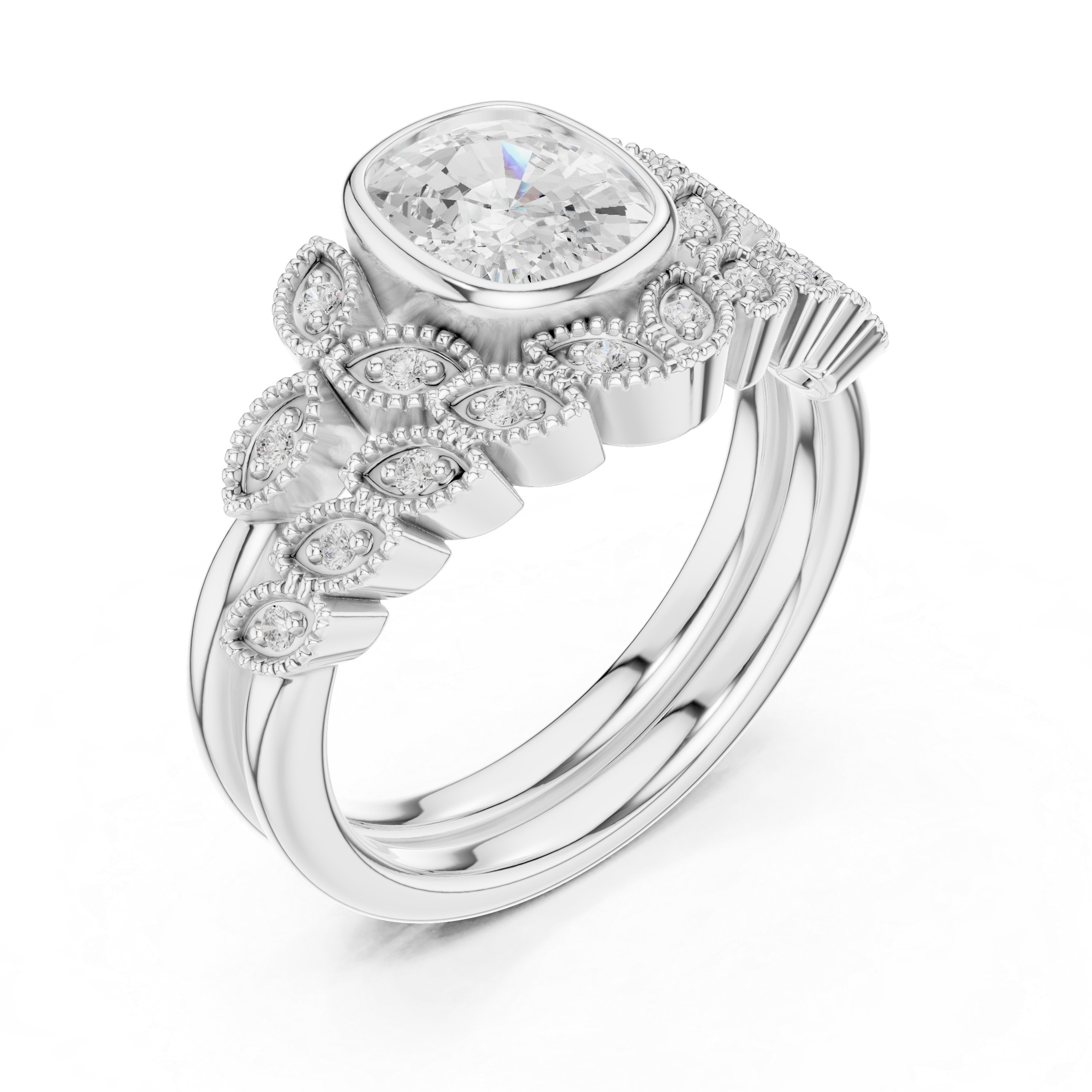 Men's gold wedding band with brushed finish.