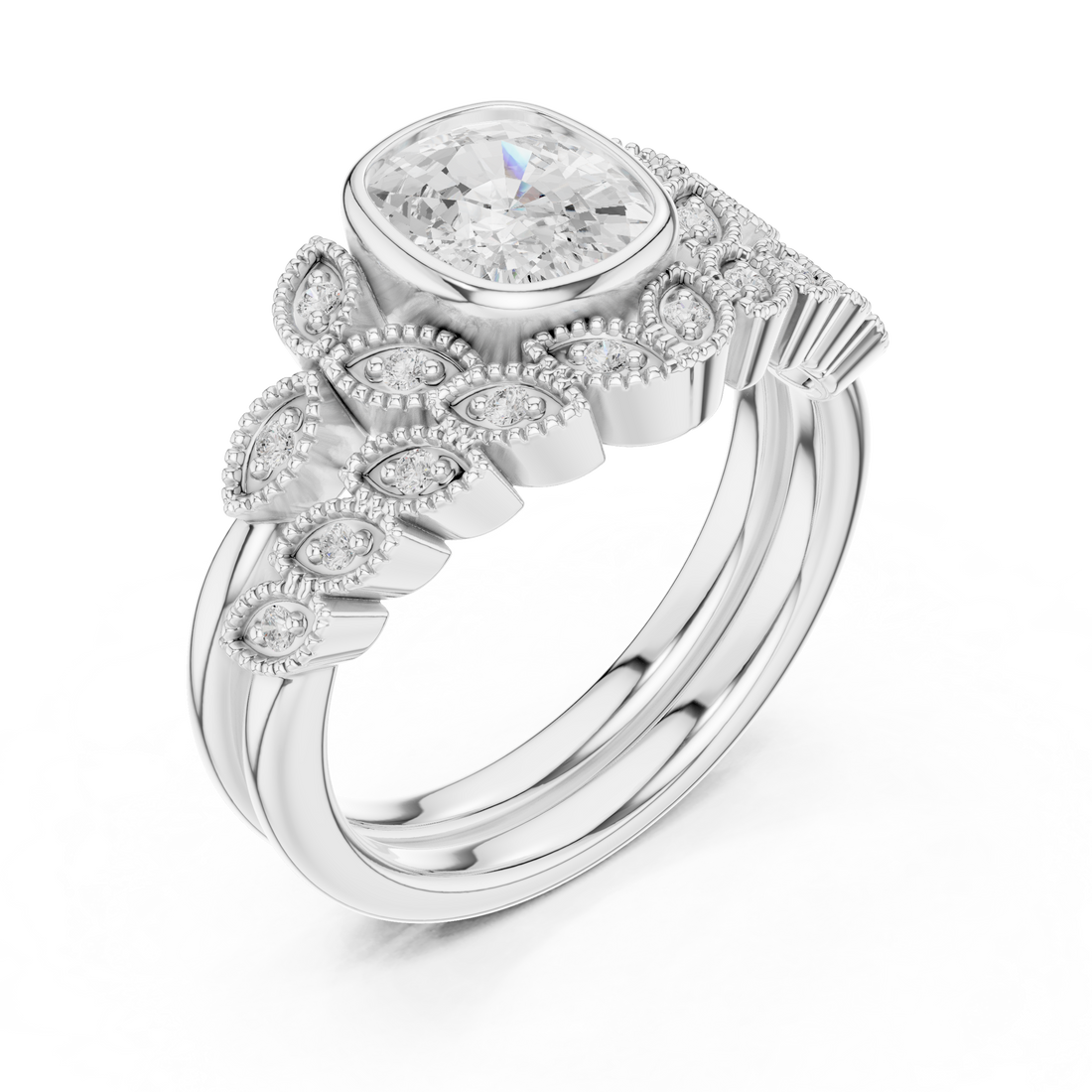 Men's gold wedding band with brushed finish.