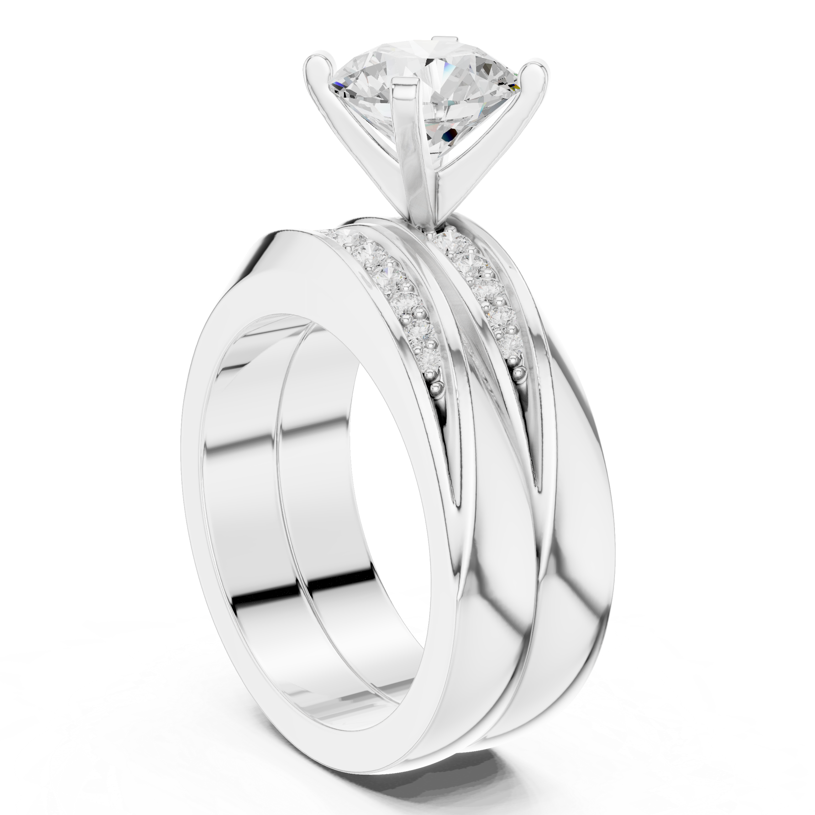 Halo cocktail ring with bold center stone.