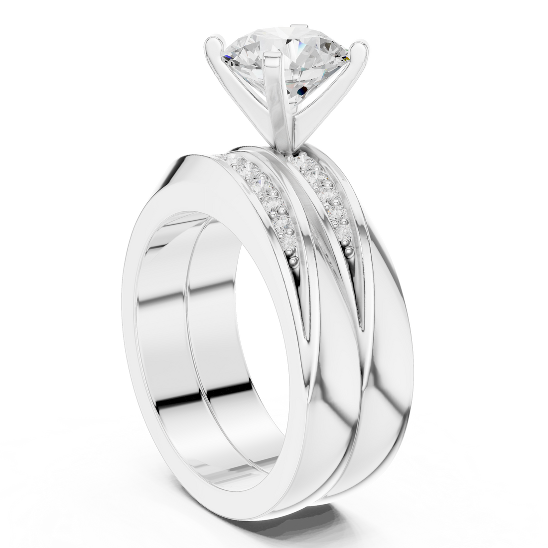 Halo cocktail ring with bold center stone.
