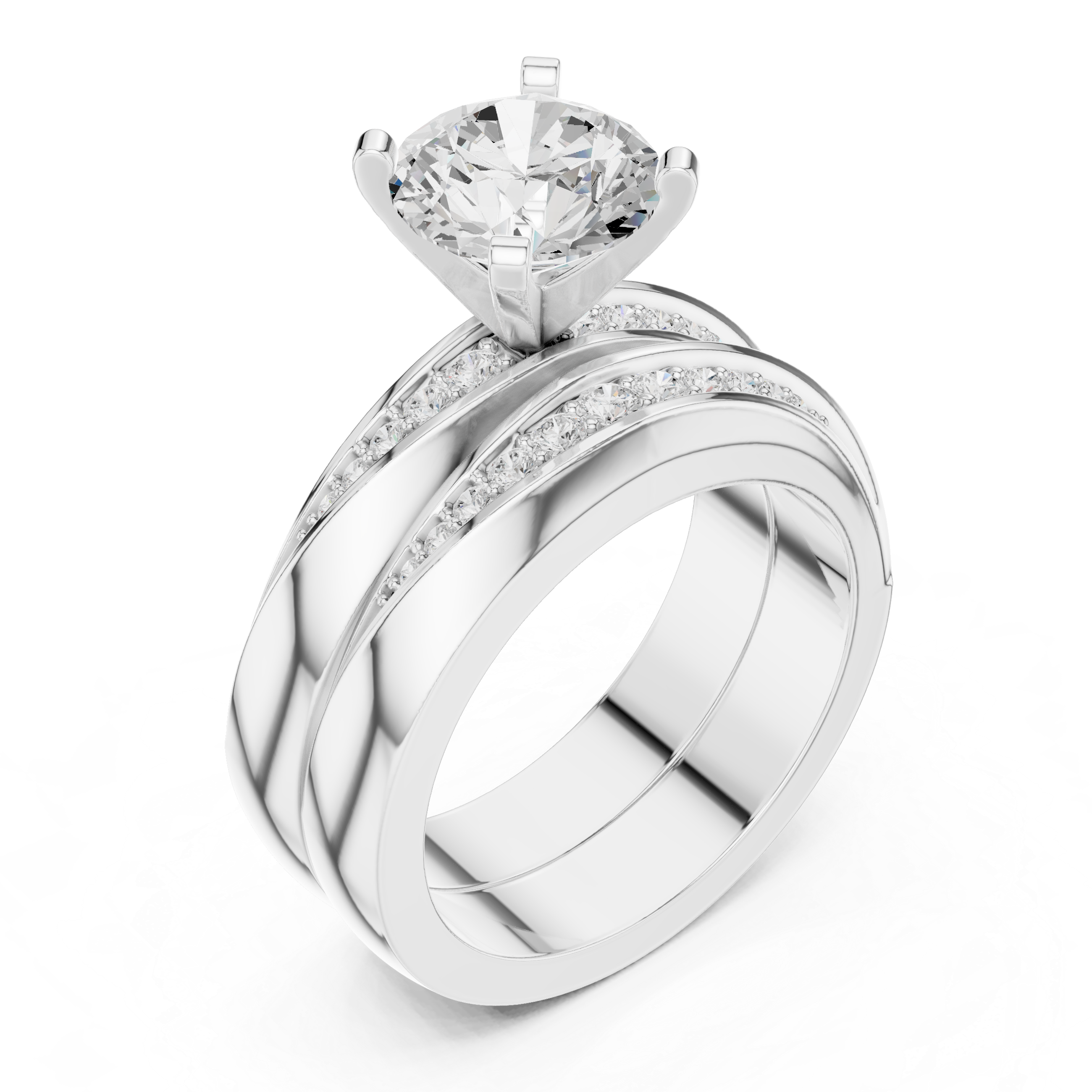 Multi-band ring with layered design.