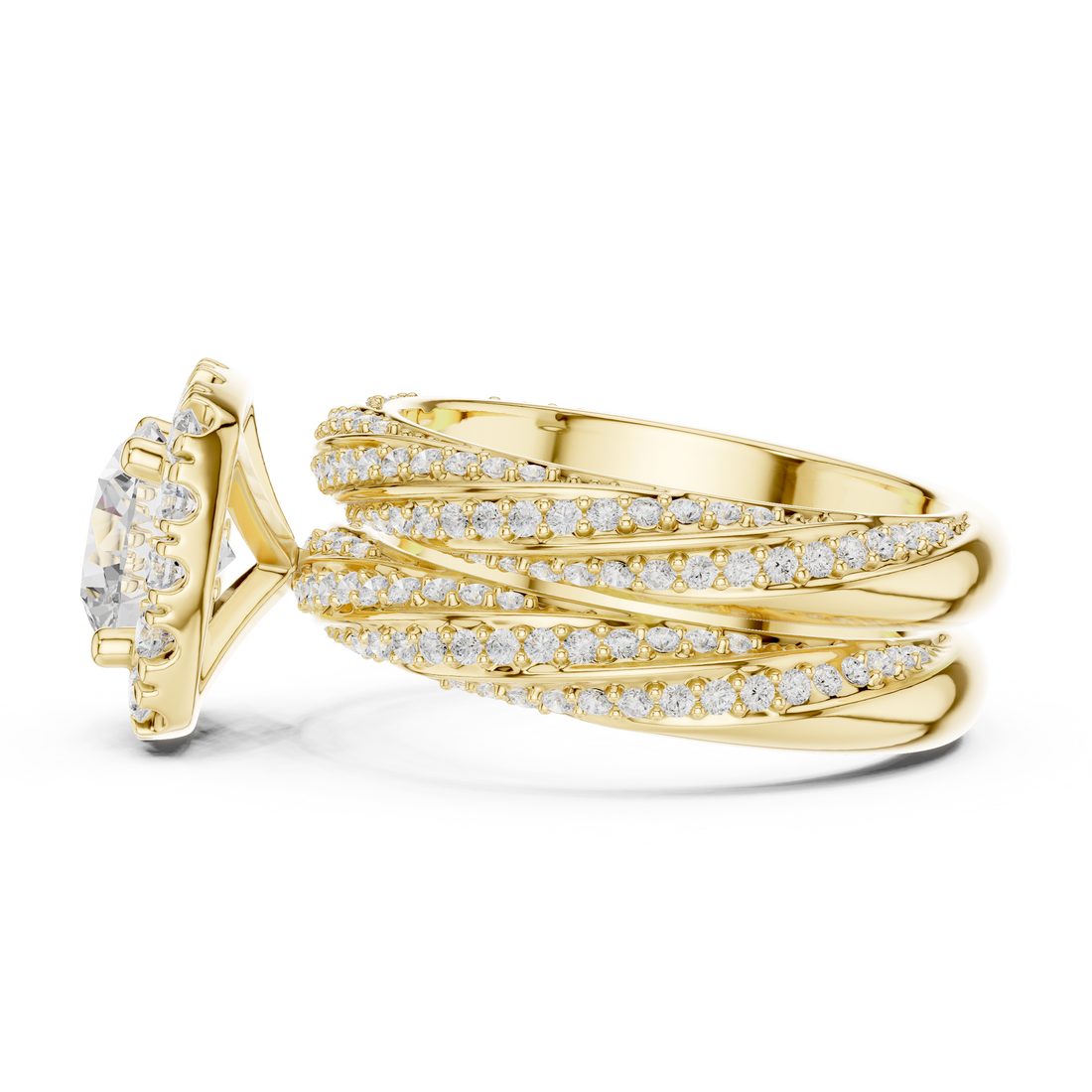 Eternity band with diamond circle.