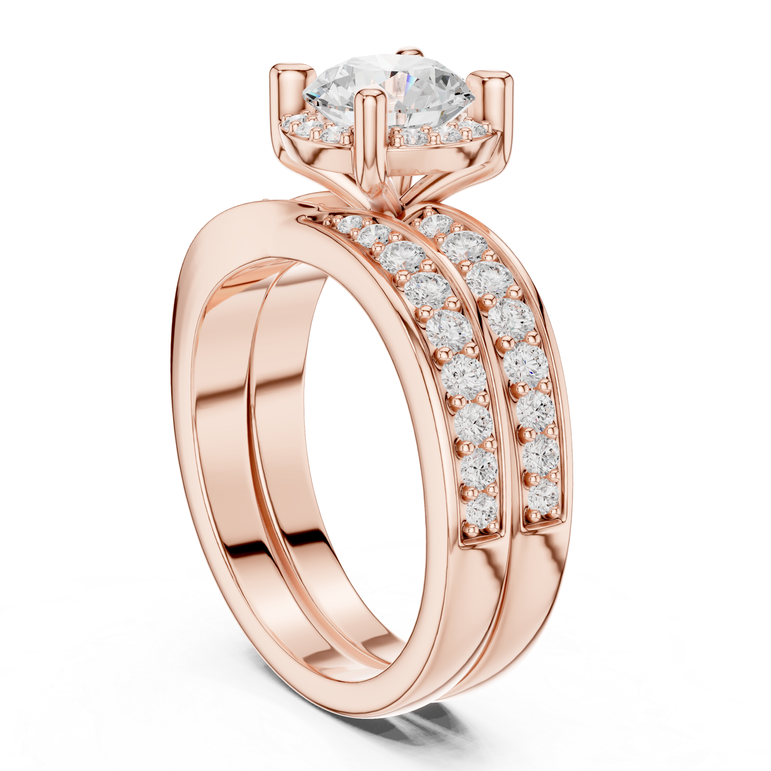 Celebration ring with gemstone center.