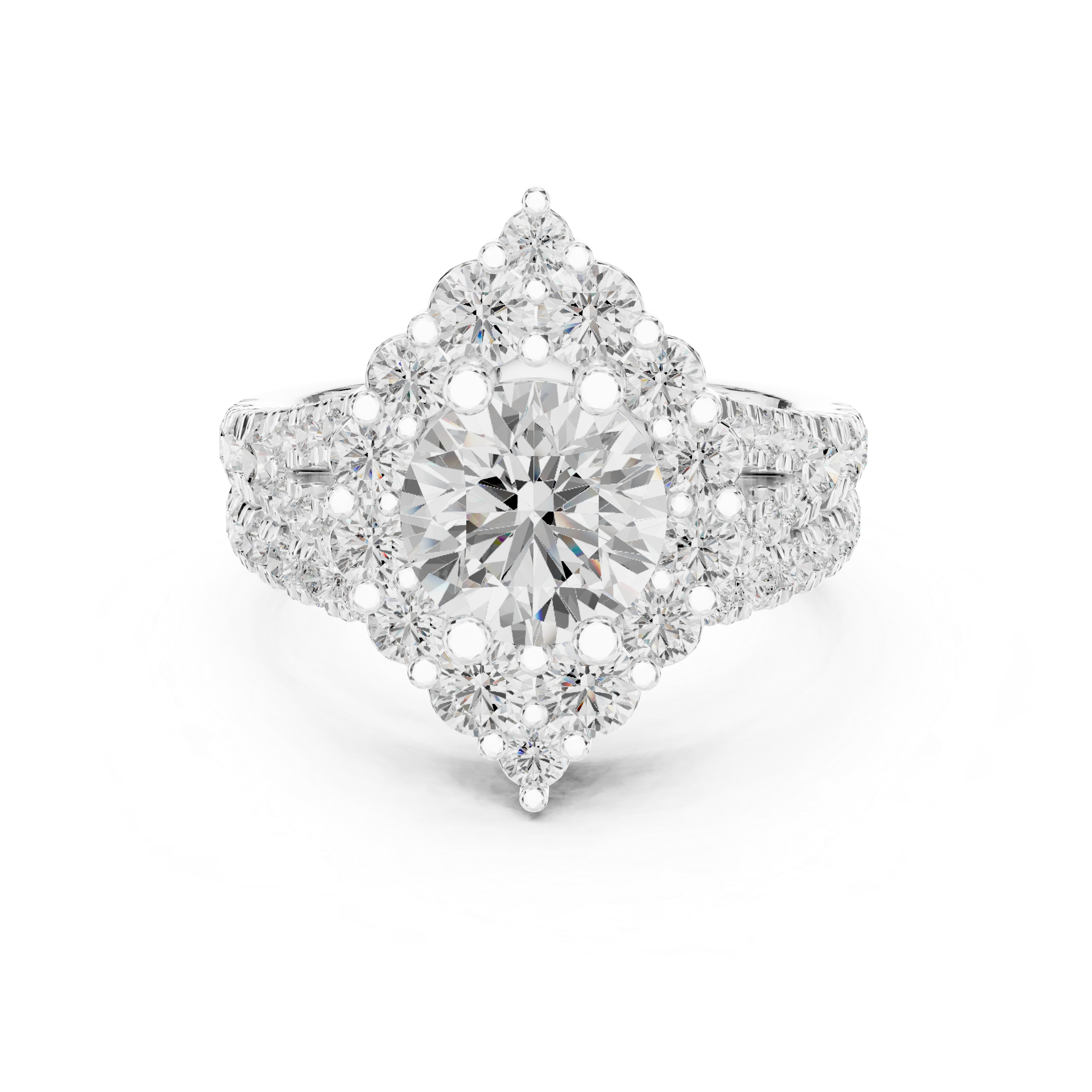 Twisted band diamond ring with modern design.