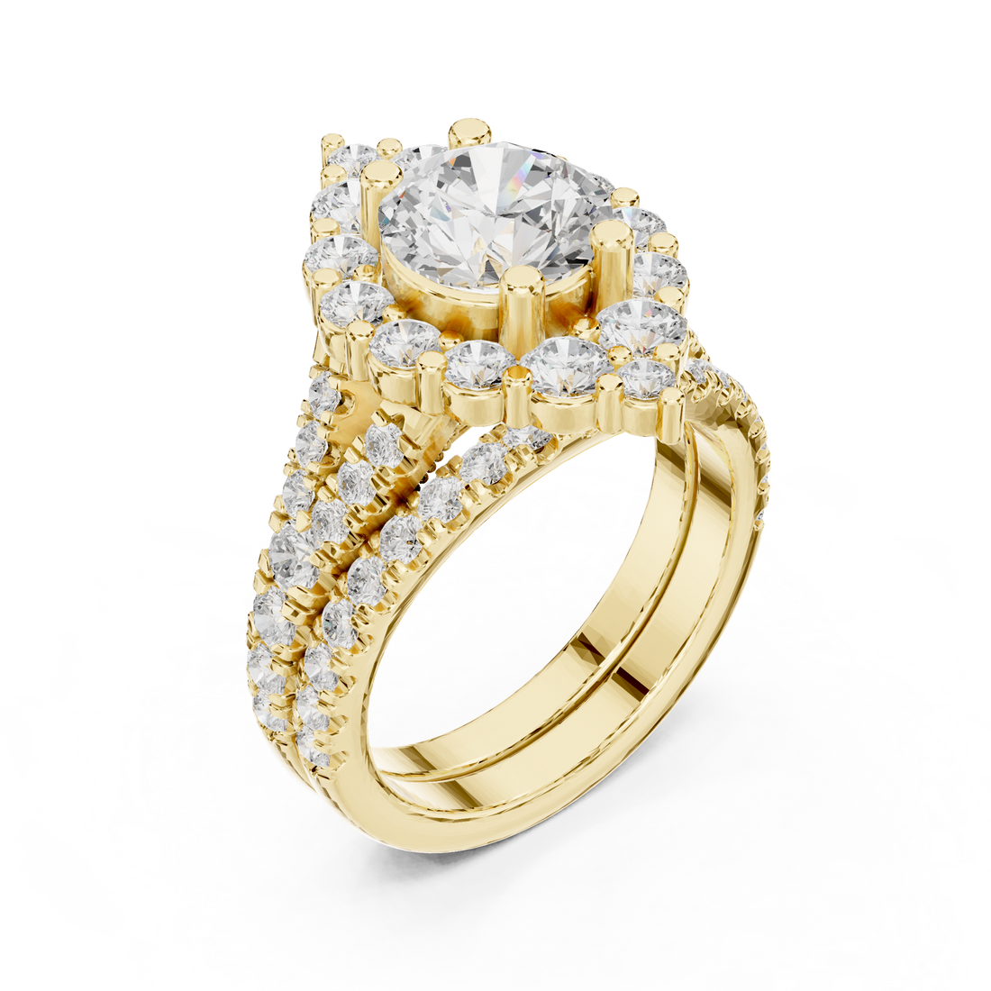 Eternity diamond ring with continuous sparkle.