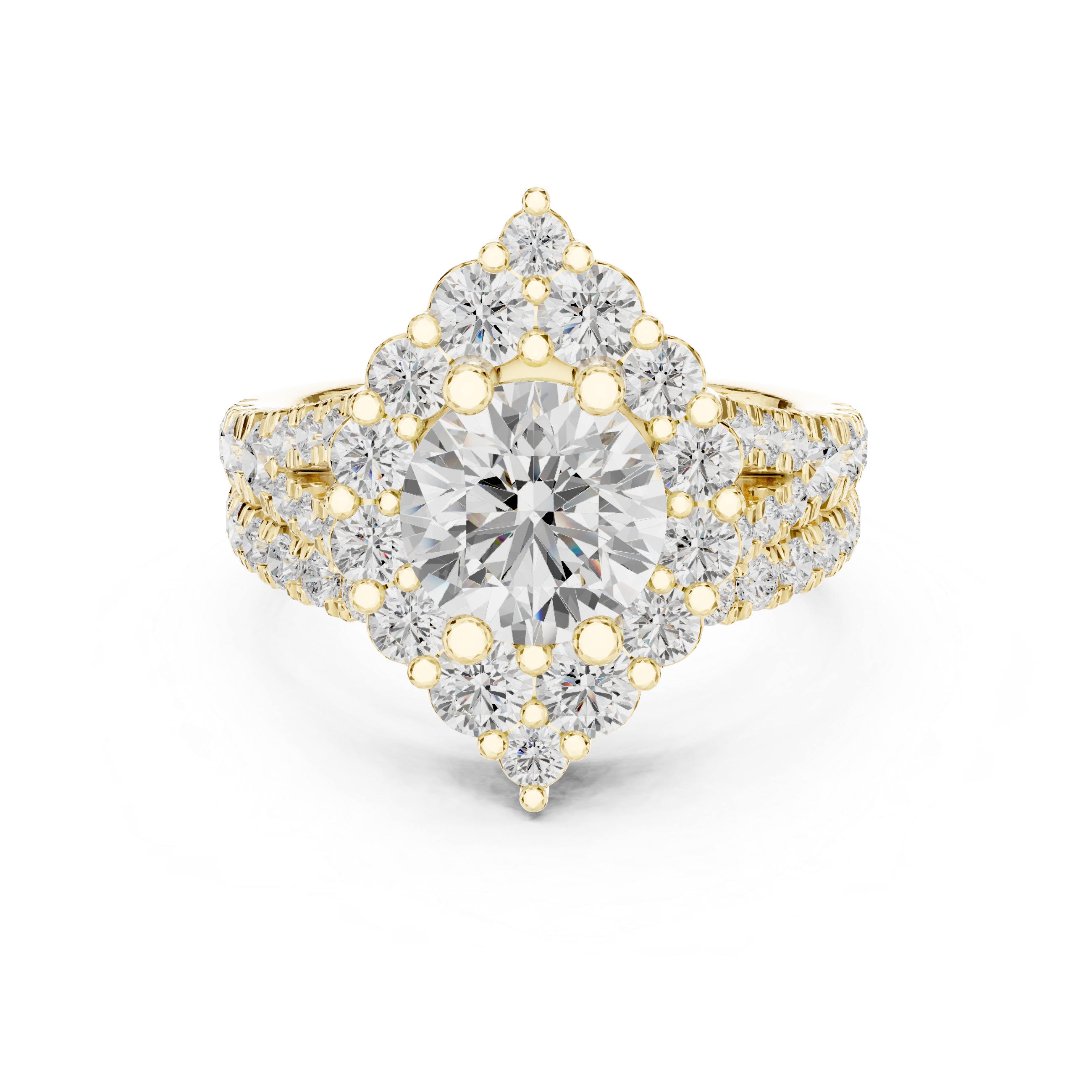 Classic round diamond stud earrings in gold.