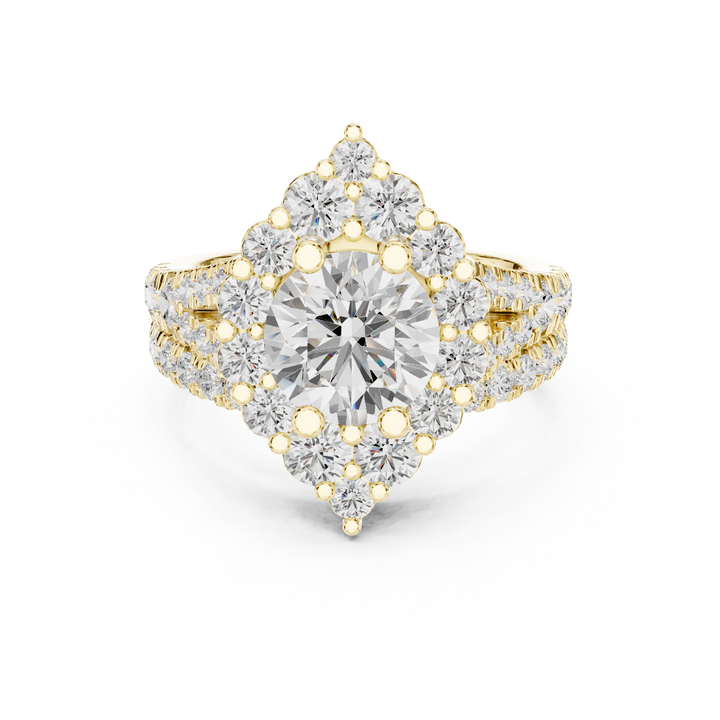 Classic round diamond stud earrings in gold.