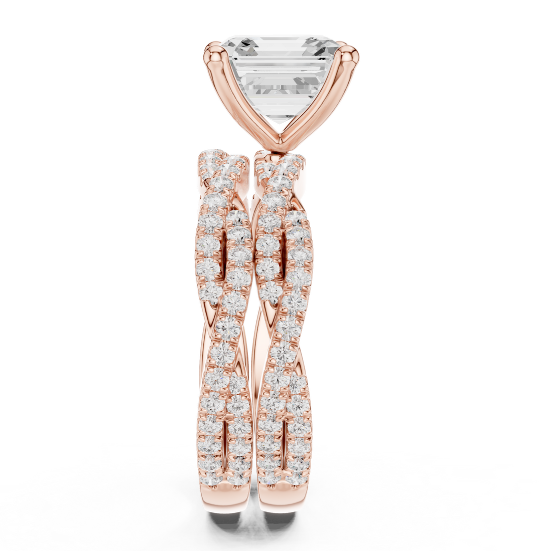 Rose gold solitaire ring with round diamond center.
