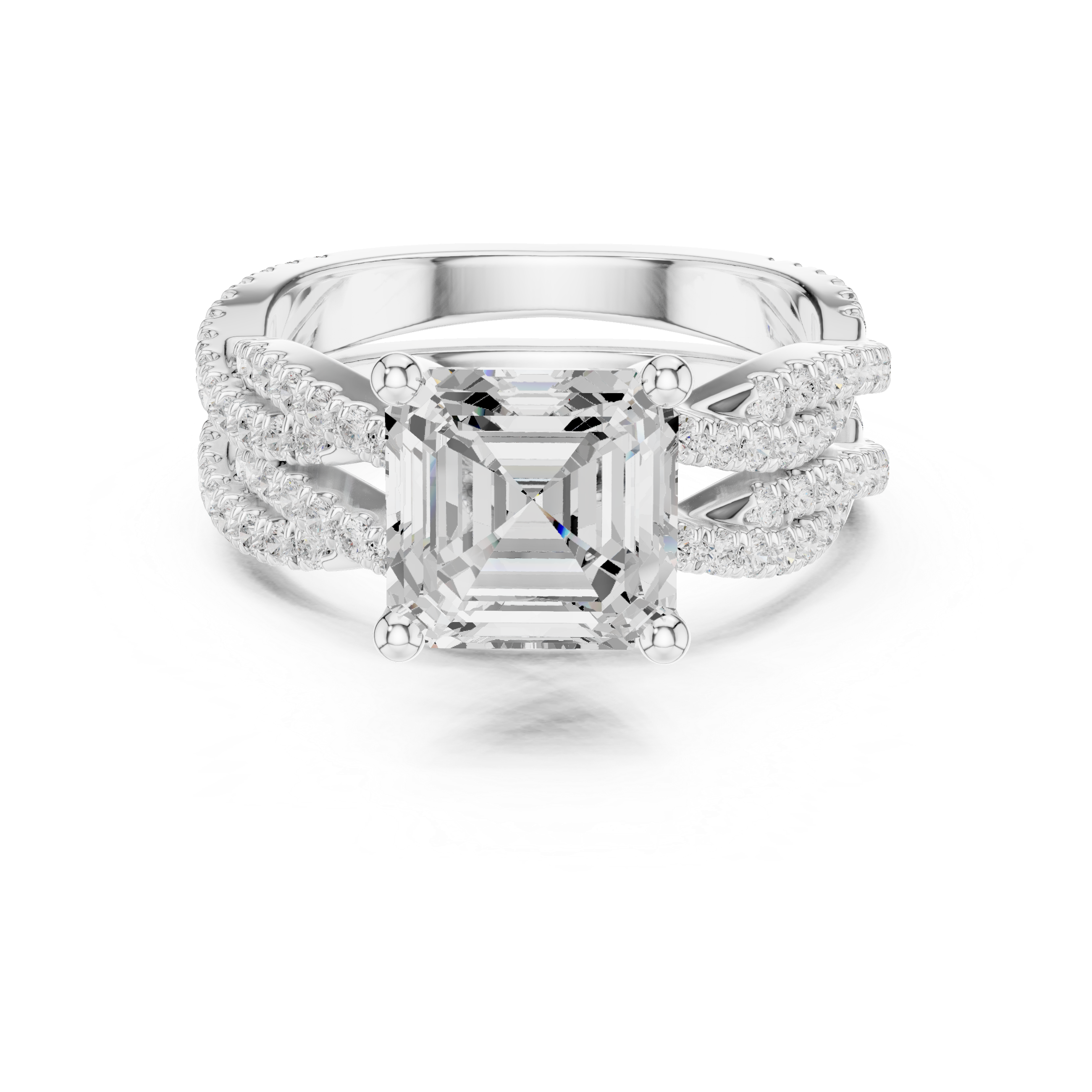 Split shank diamond ring with elegant structure.
