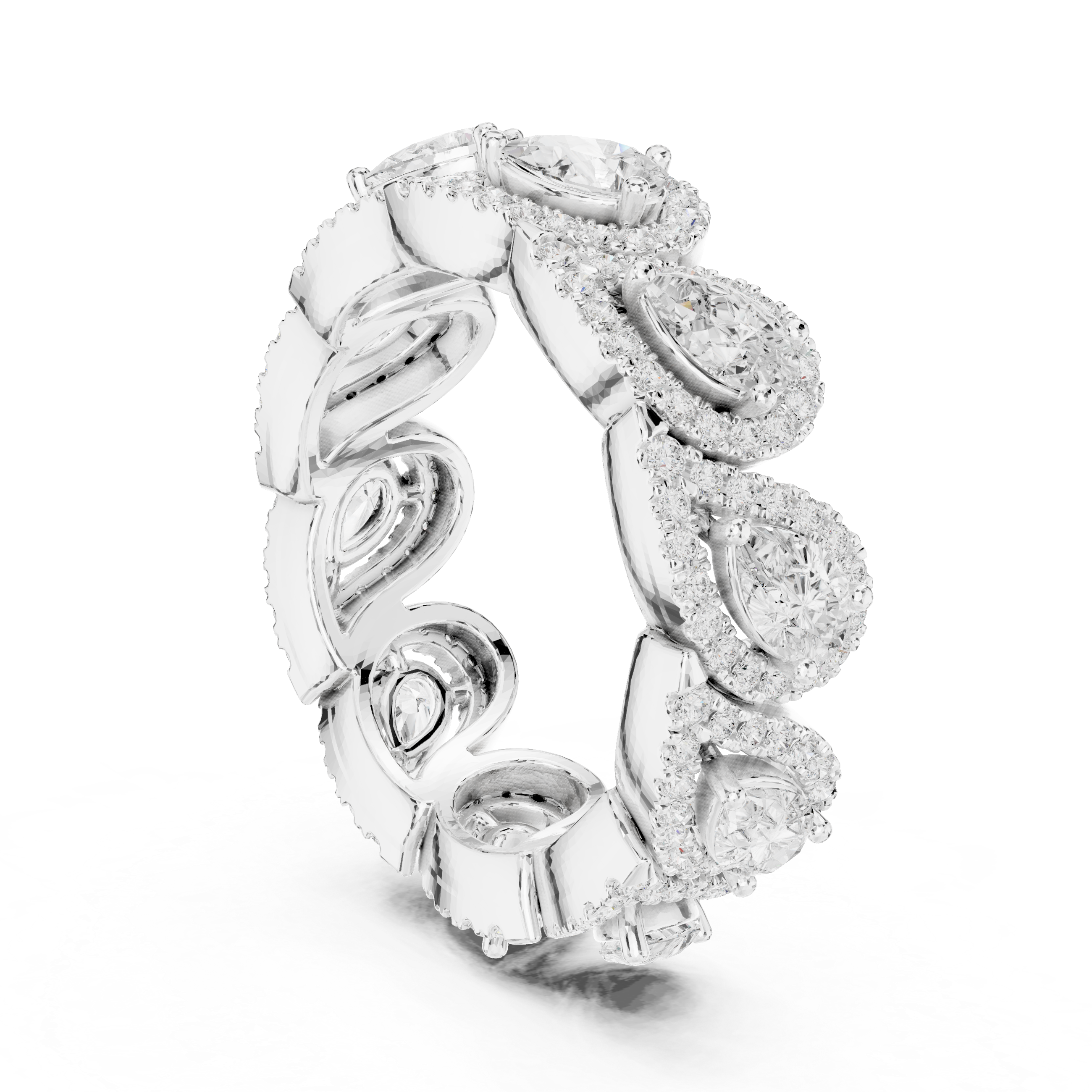 Eternity band with diamond circle.