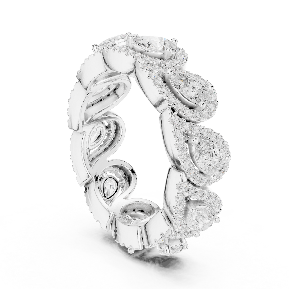 Eternity band with diamond circle.