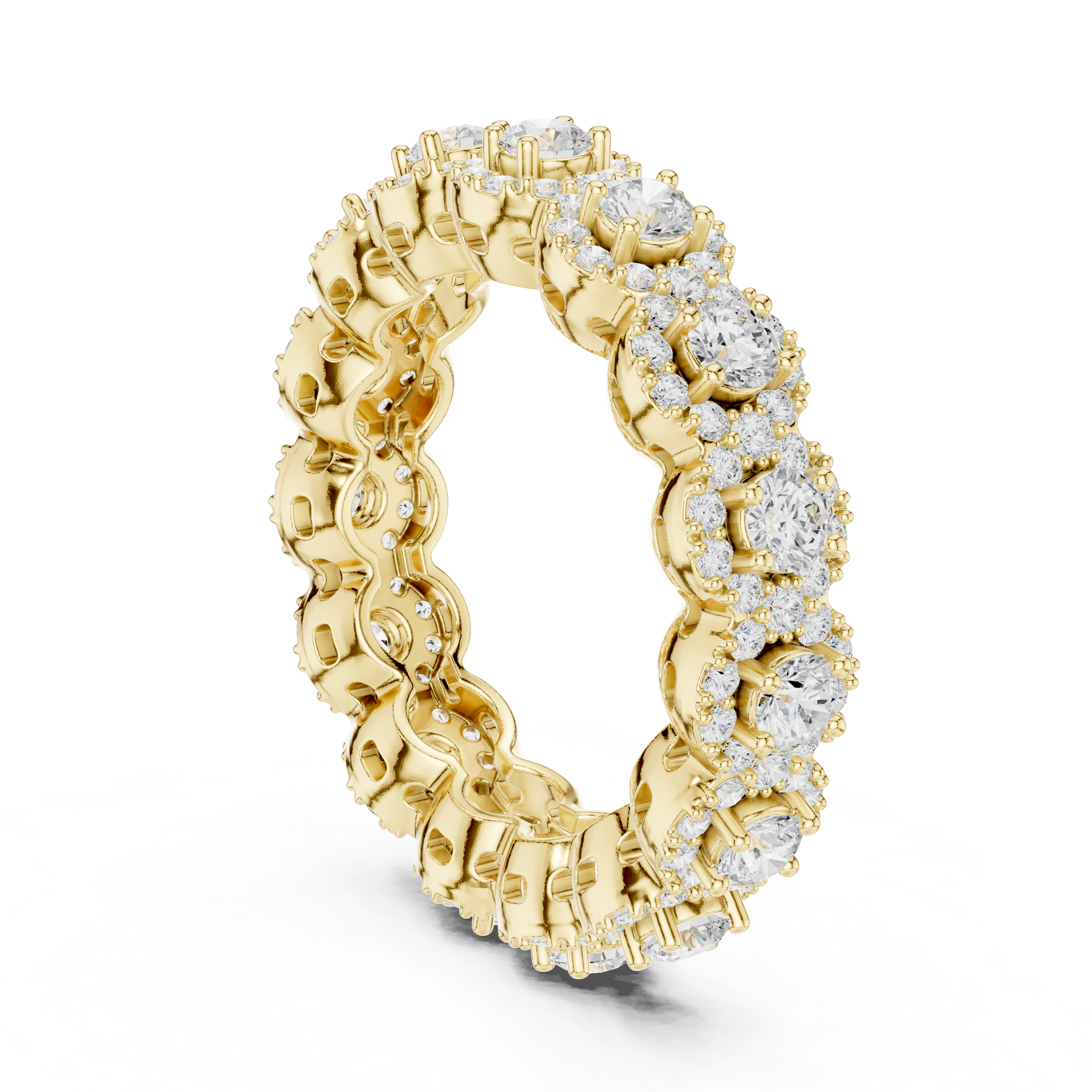 Engraved gold bangle with patterns.