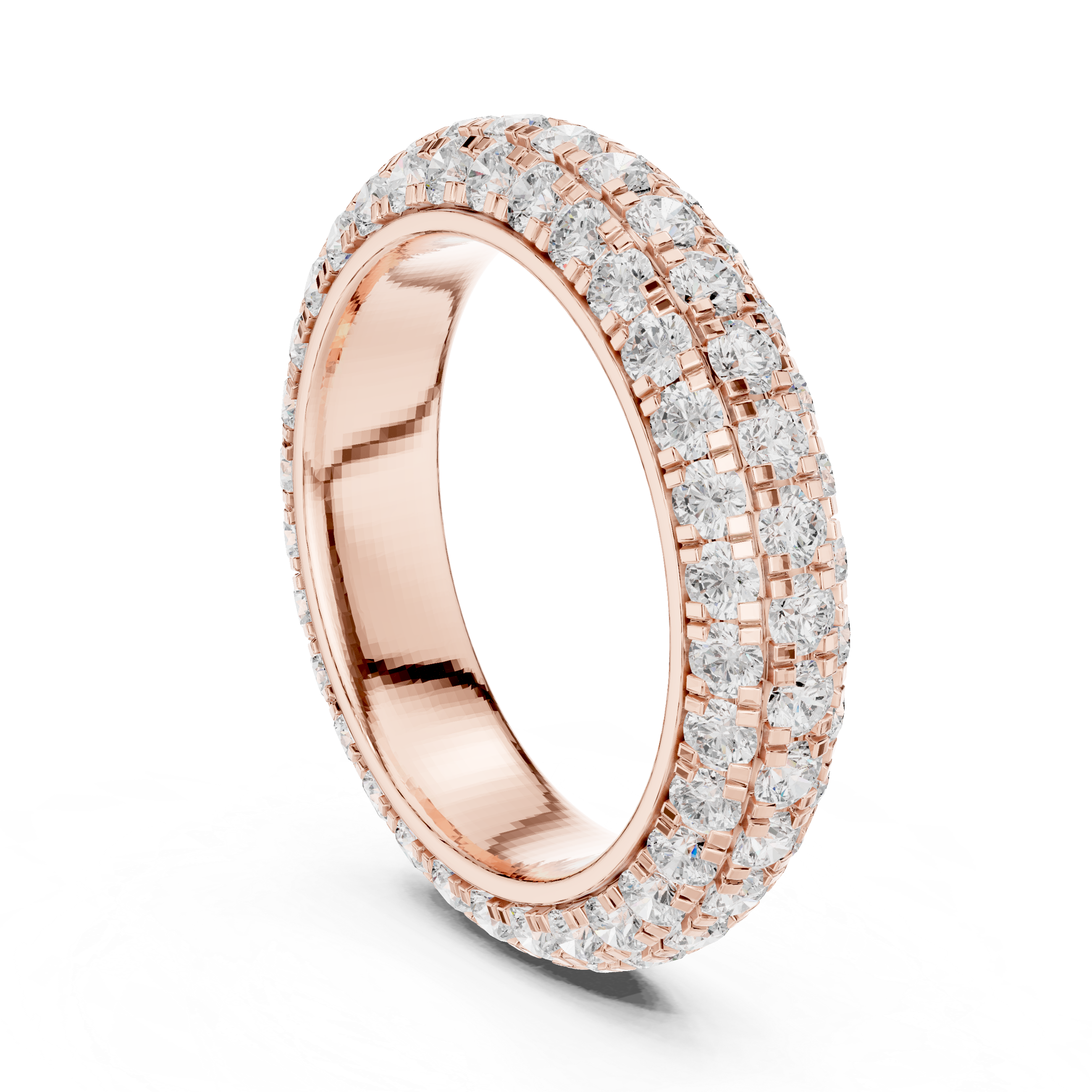 Twisted band diamond ring with modern design.