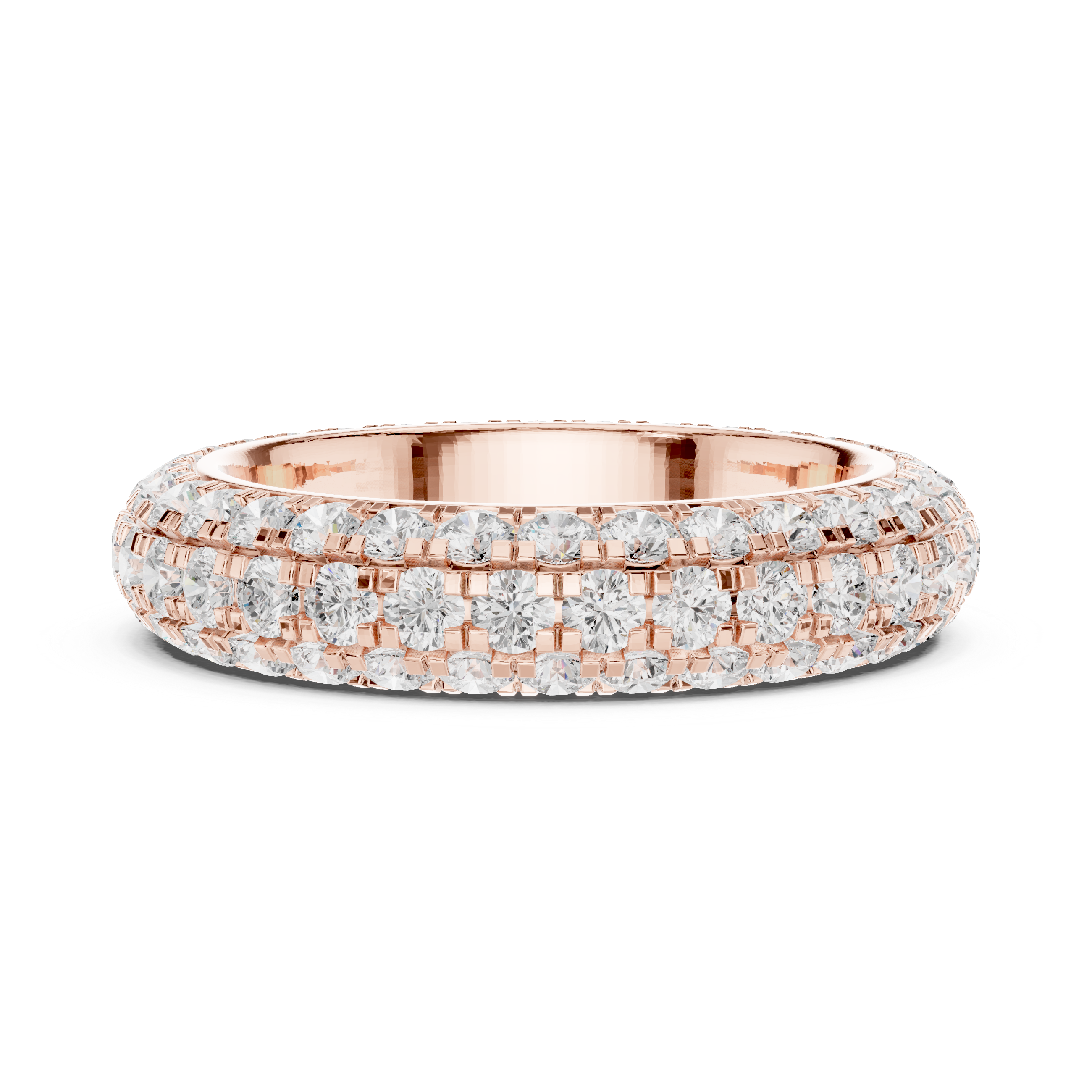 Eternity diamond ring with continuous sparkle.