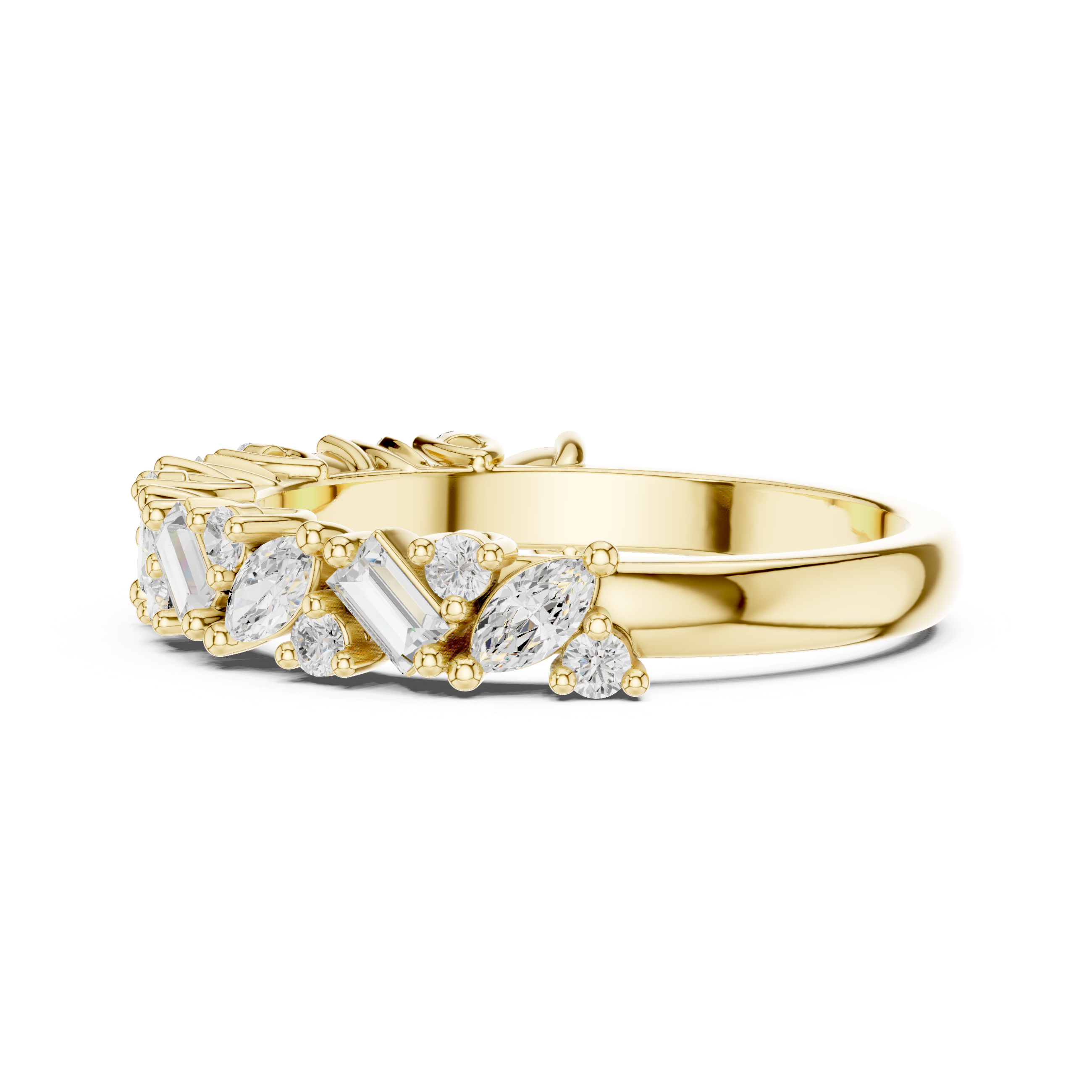Eternity band with diamond circle.