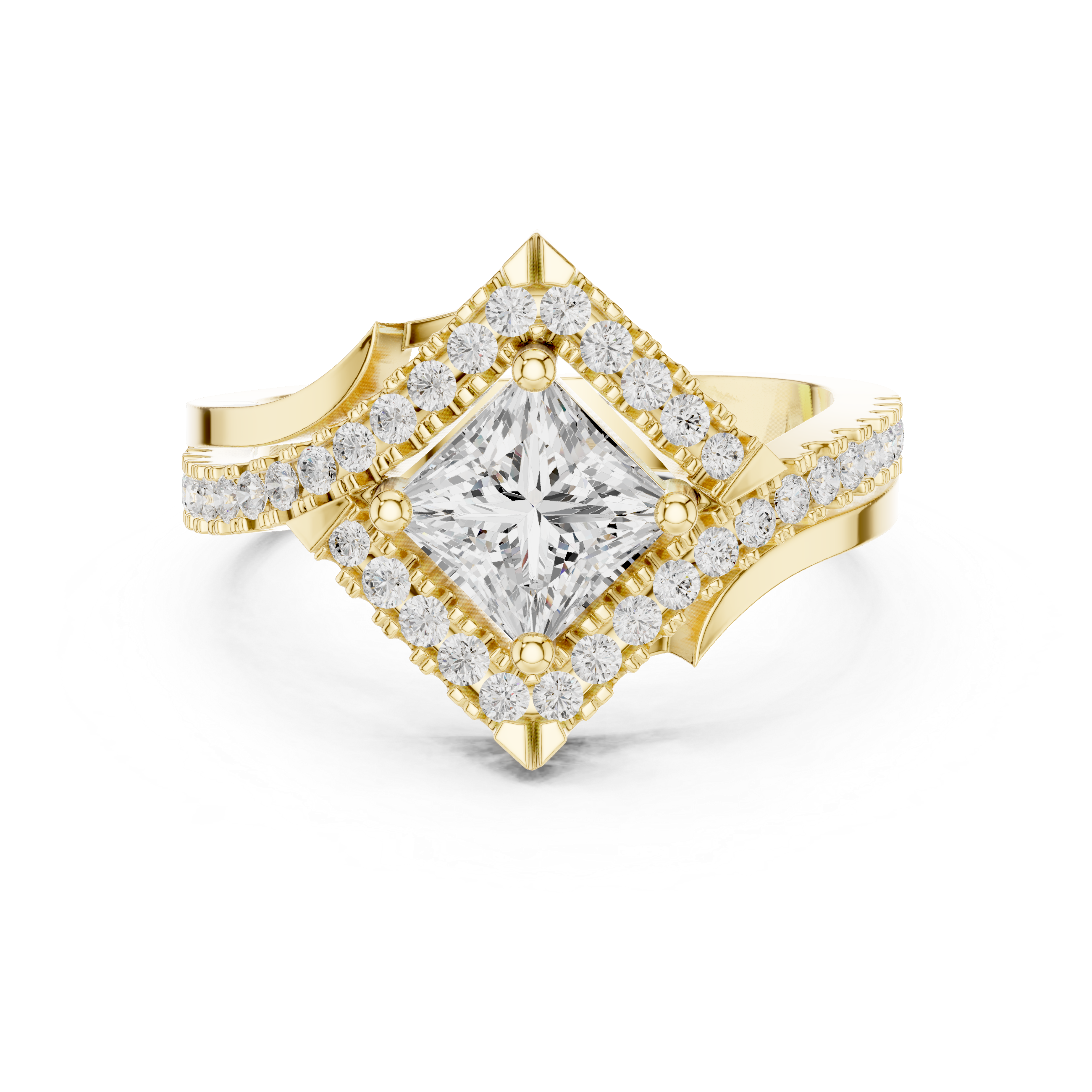 Floral toe ring with carved design.