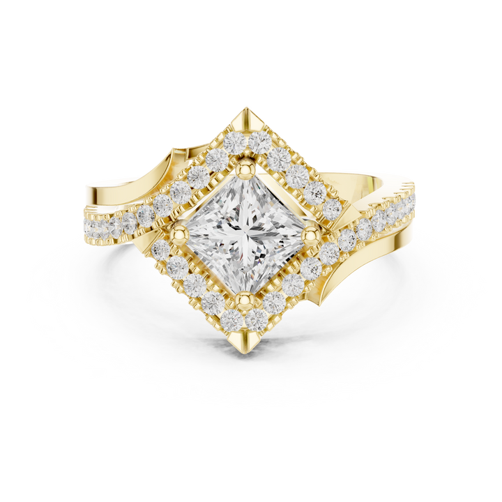 Floral toe ring with carved design.