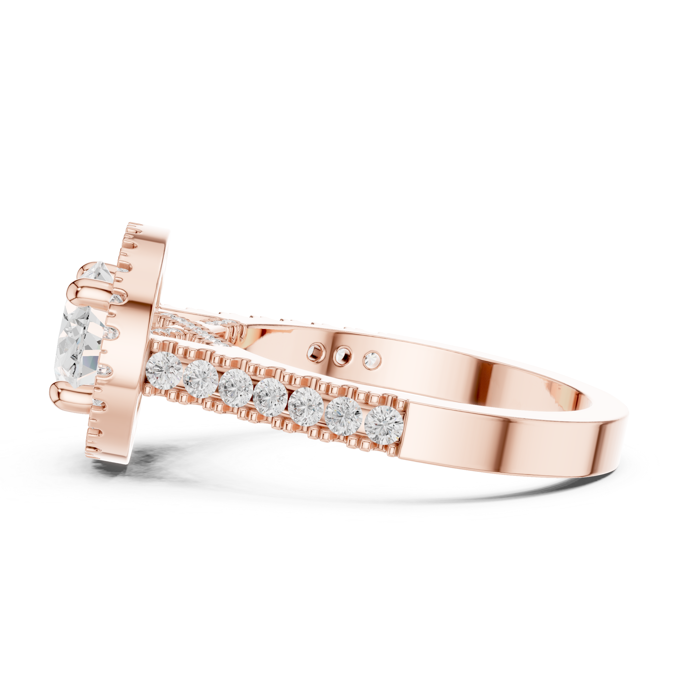 Minimalist thin gold band ring with tiny diamonds.