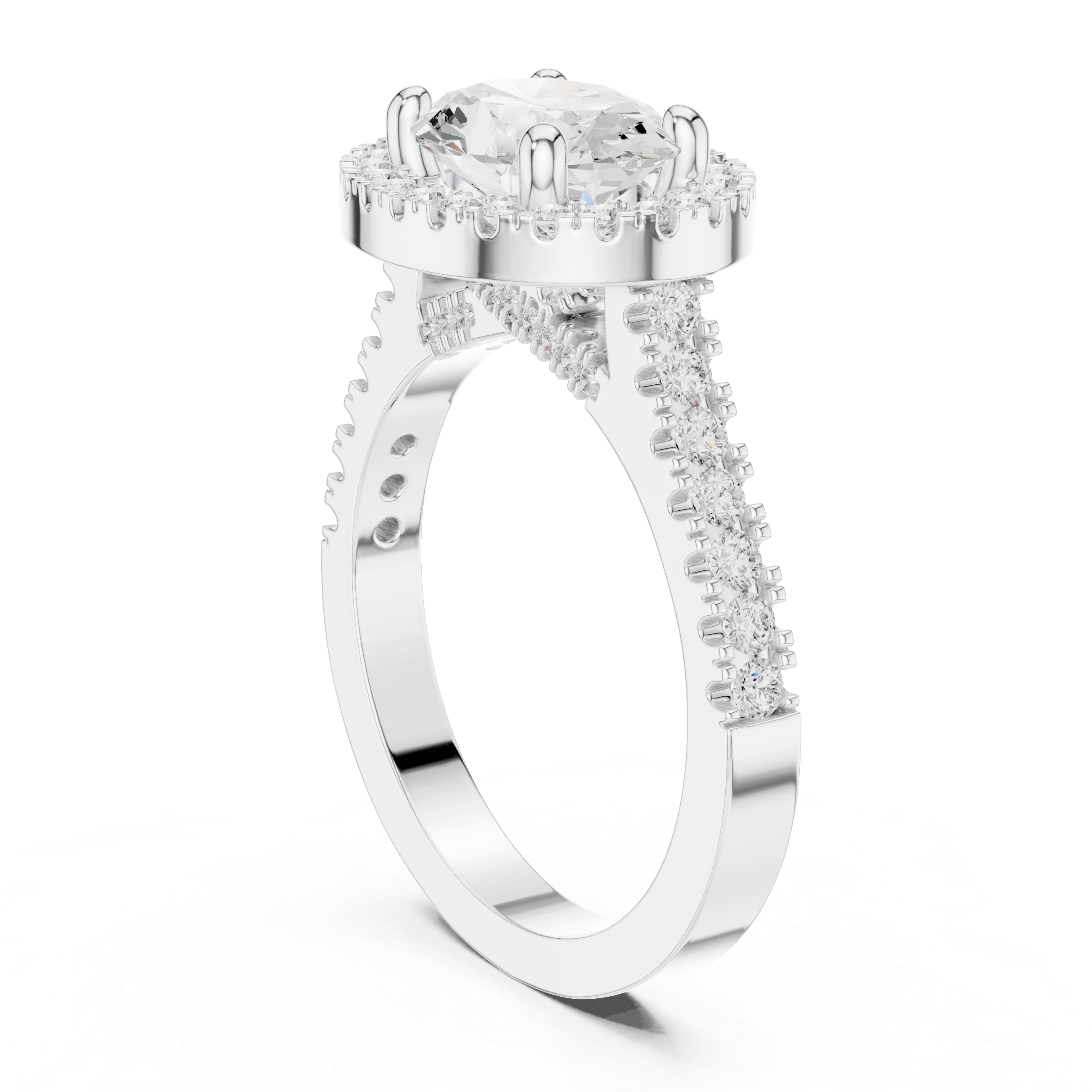 Vintage-style milgrain diamond engagement ring.