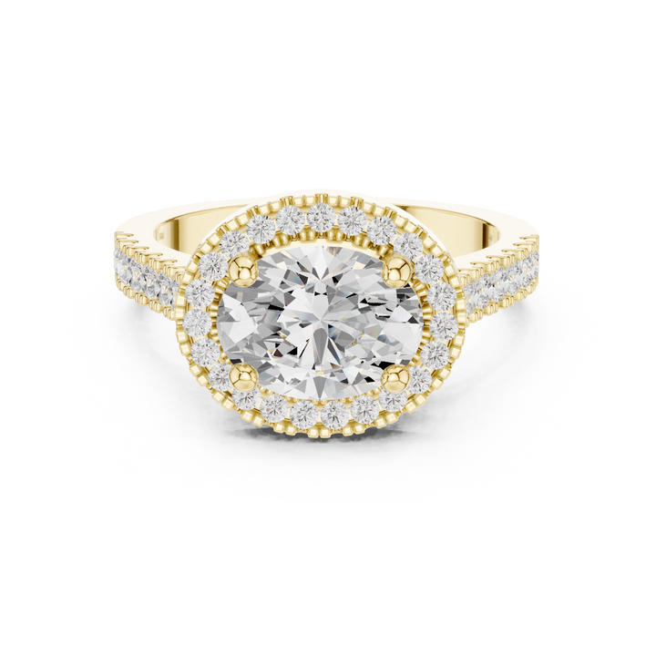 Classic round diamond stud earrings in gold.