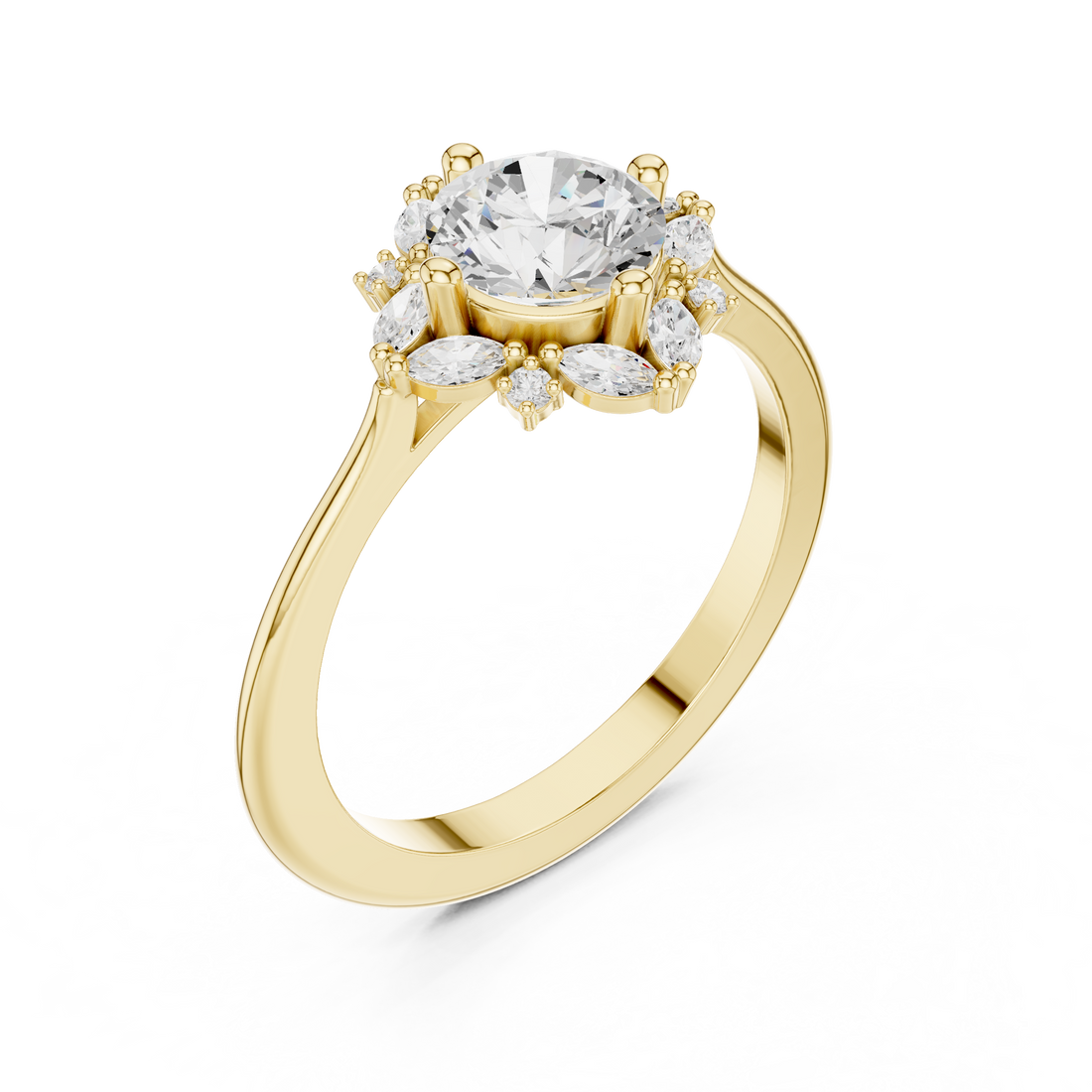 Cocktail ring with large colorful gemstone.