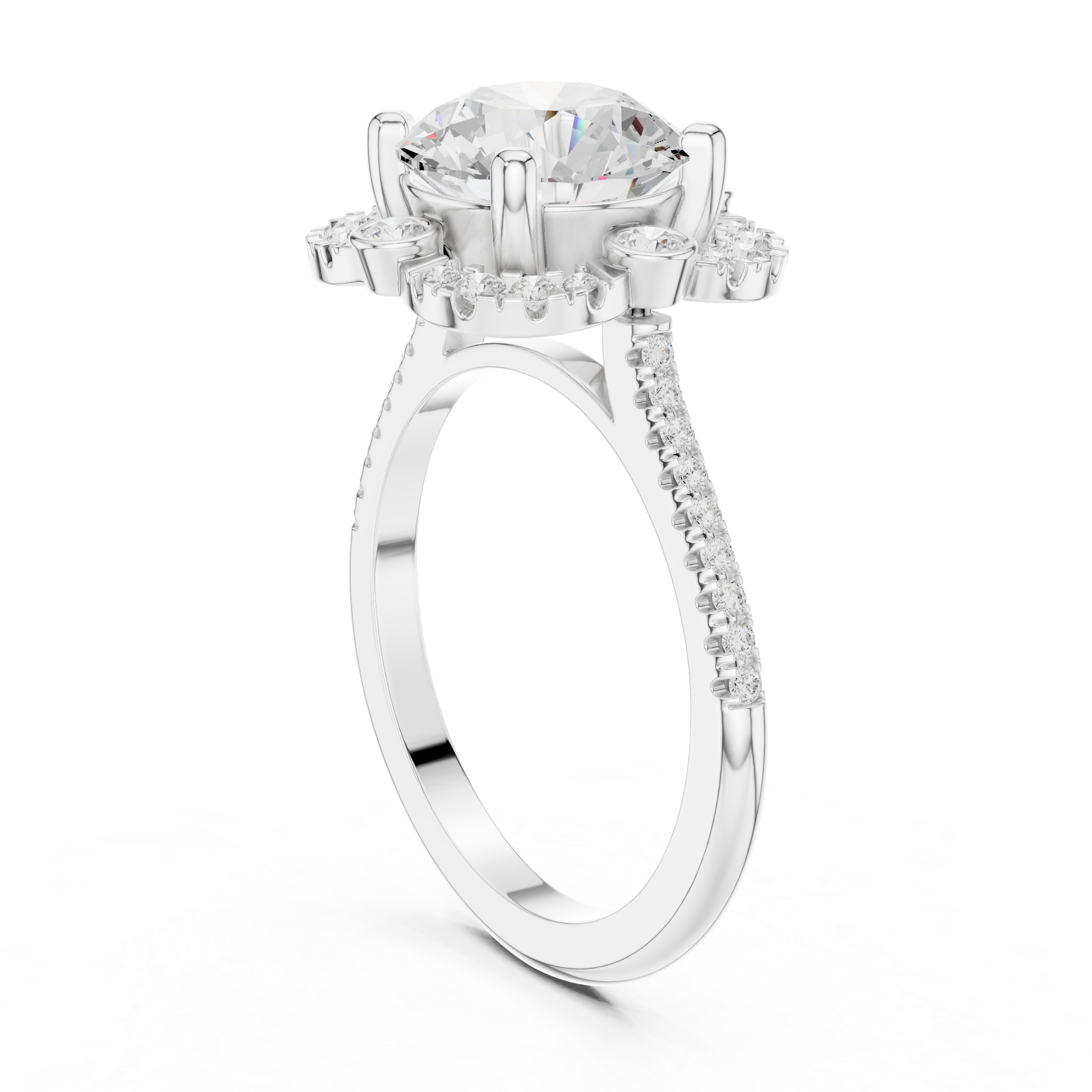 Eternity band with diamond circle.