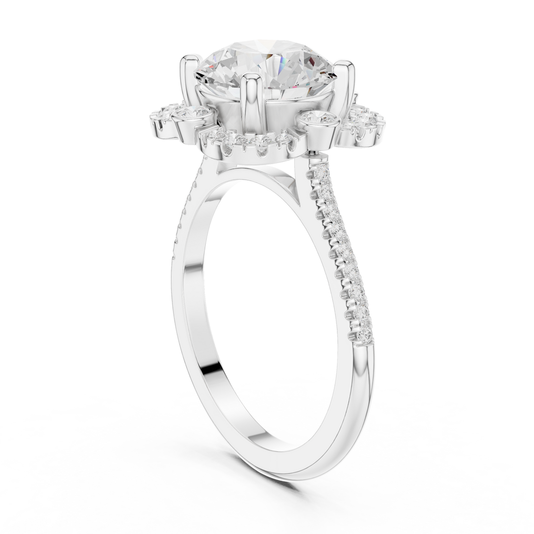 Eternity band with diamond circle.