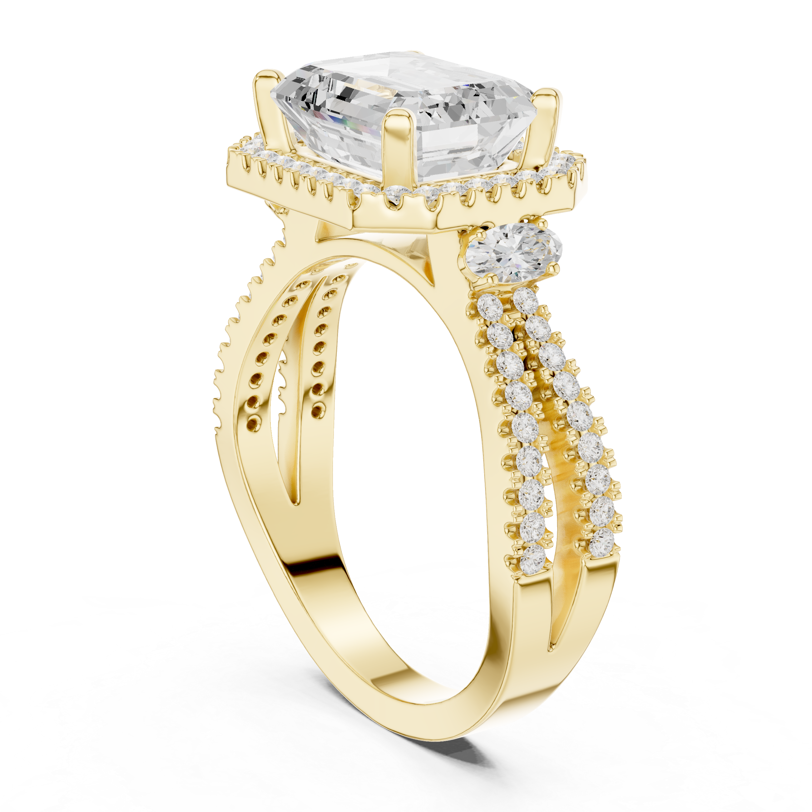 Gold toe ring with engraved design.