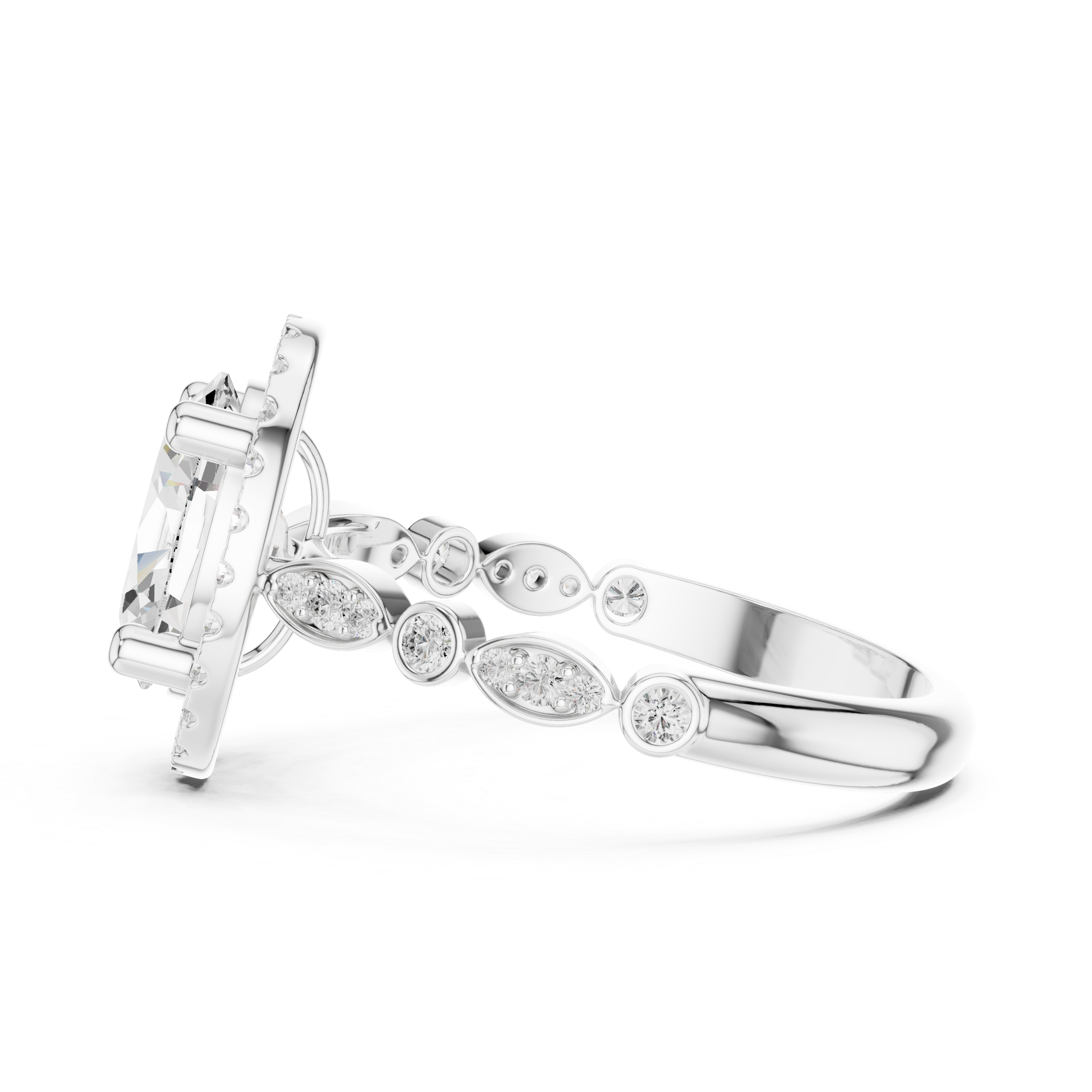 Men's diamond ring with bold design.