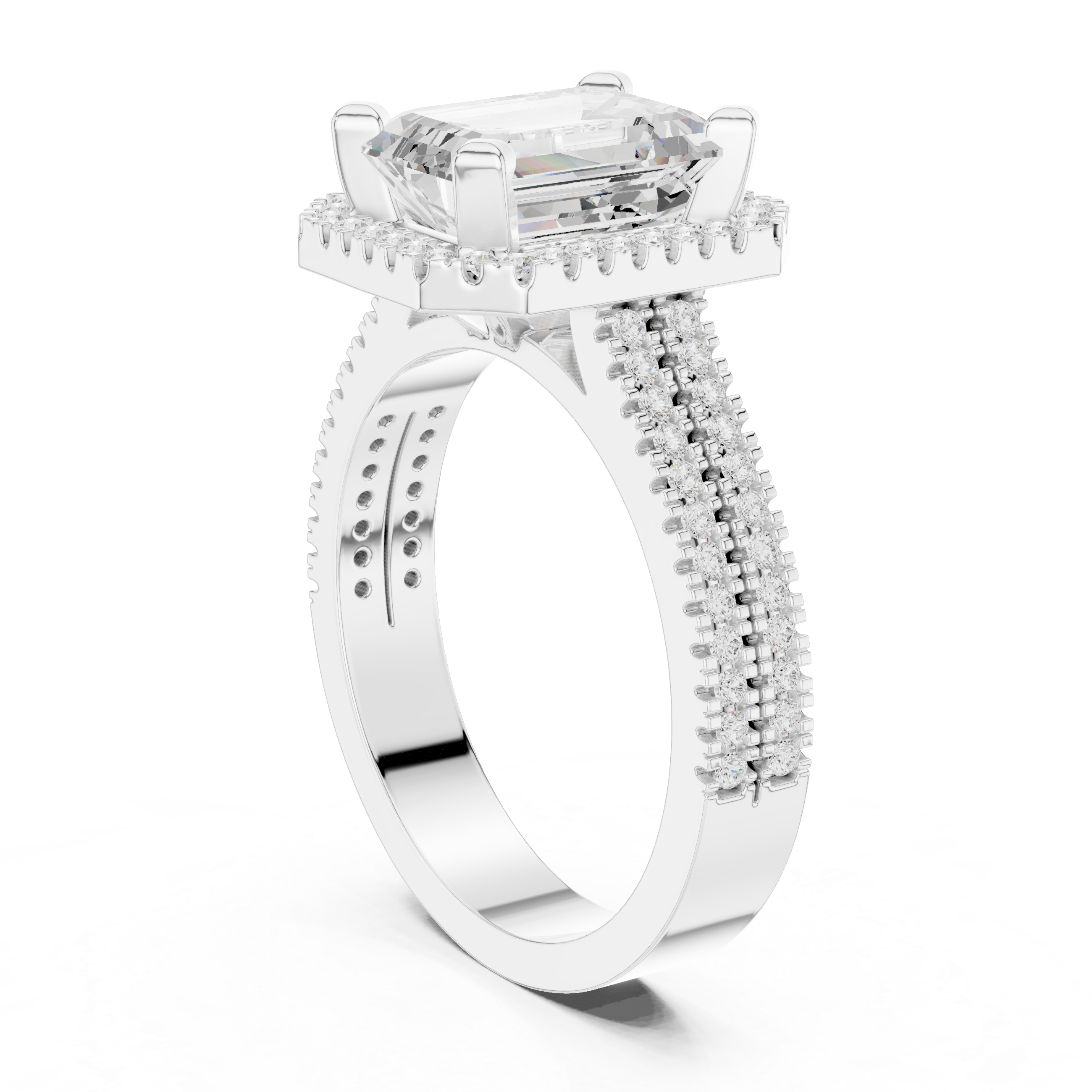 Halo ring with sparkling diamond border.