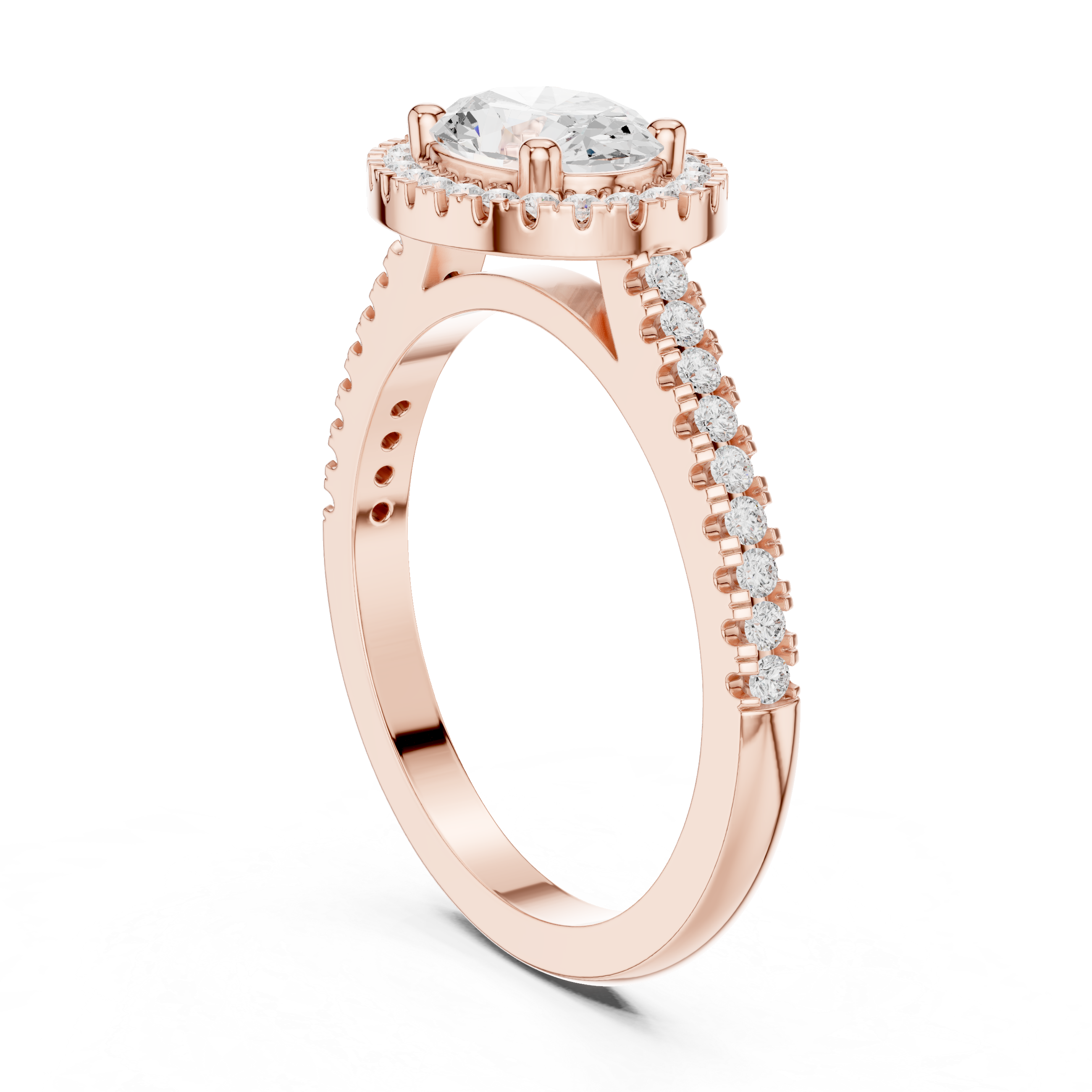 Round solitaire engagement ring with elegant band.