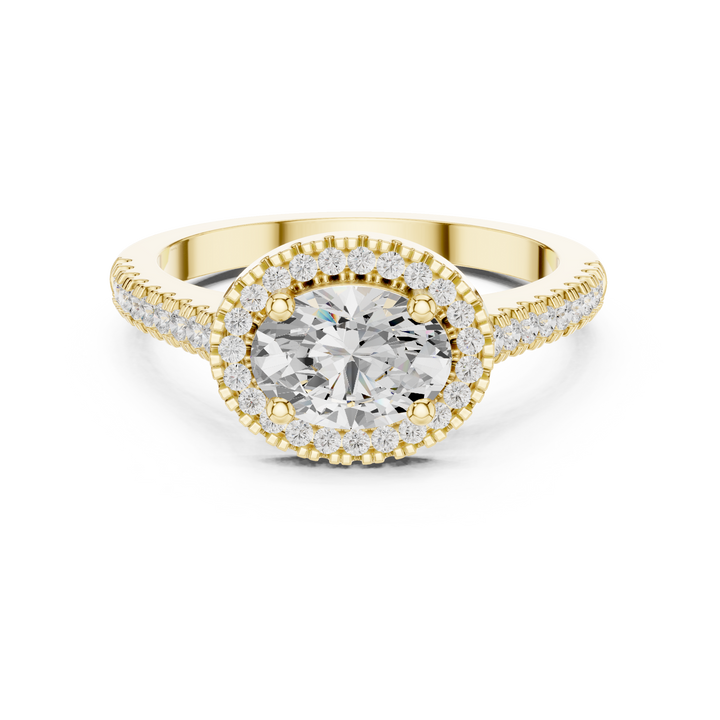 Diamond pendant necklace with round center stone.