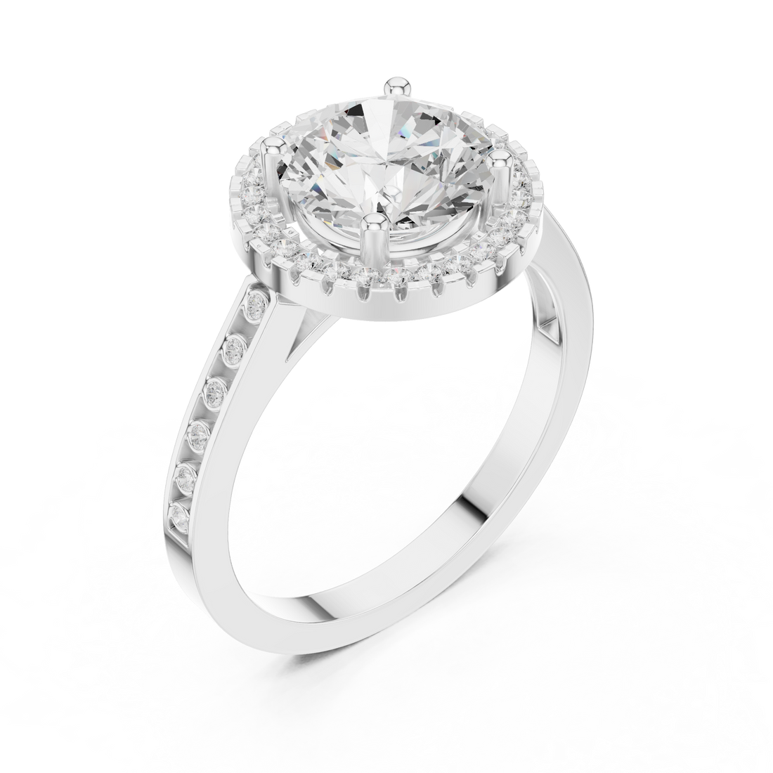 Diamond gemstone ring with sleek setting.