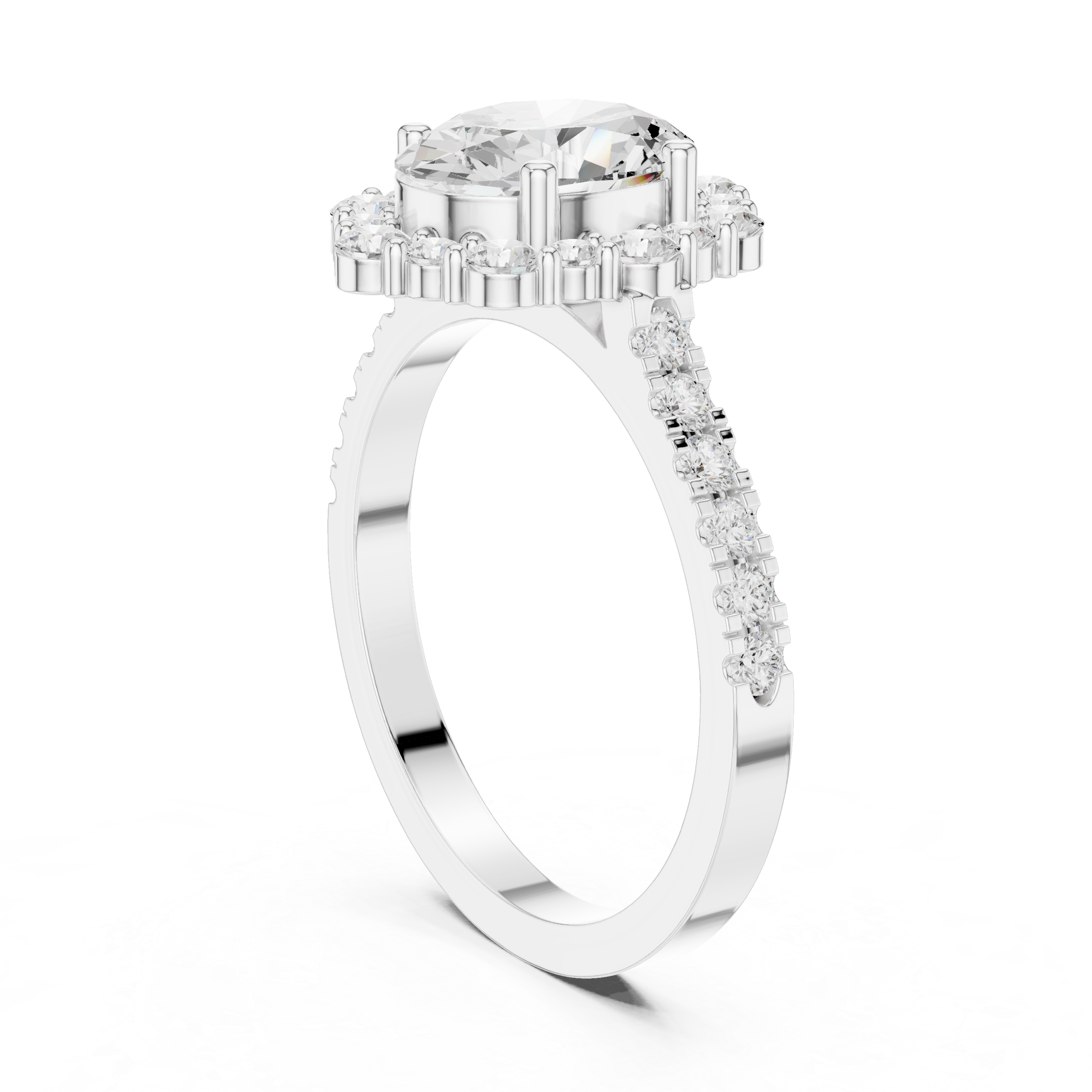 Classic pear-cut diamond engagement ring in gold.