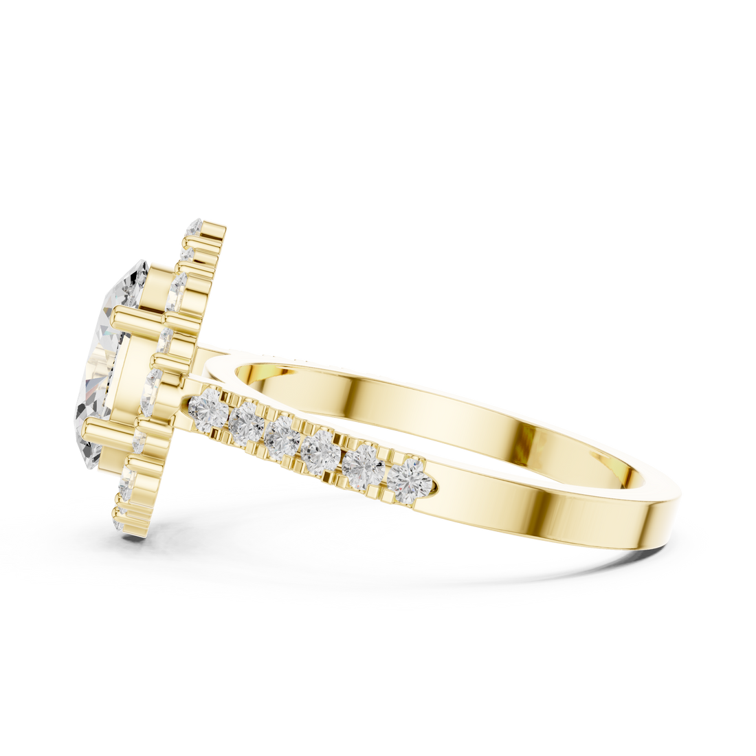 Cluster diamond ring with bright center sparkle.