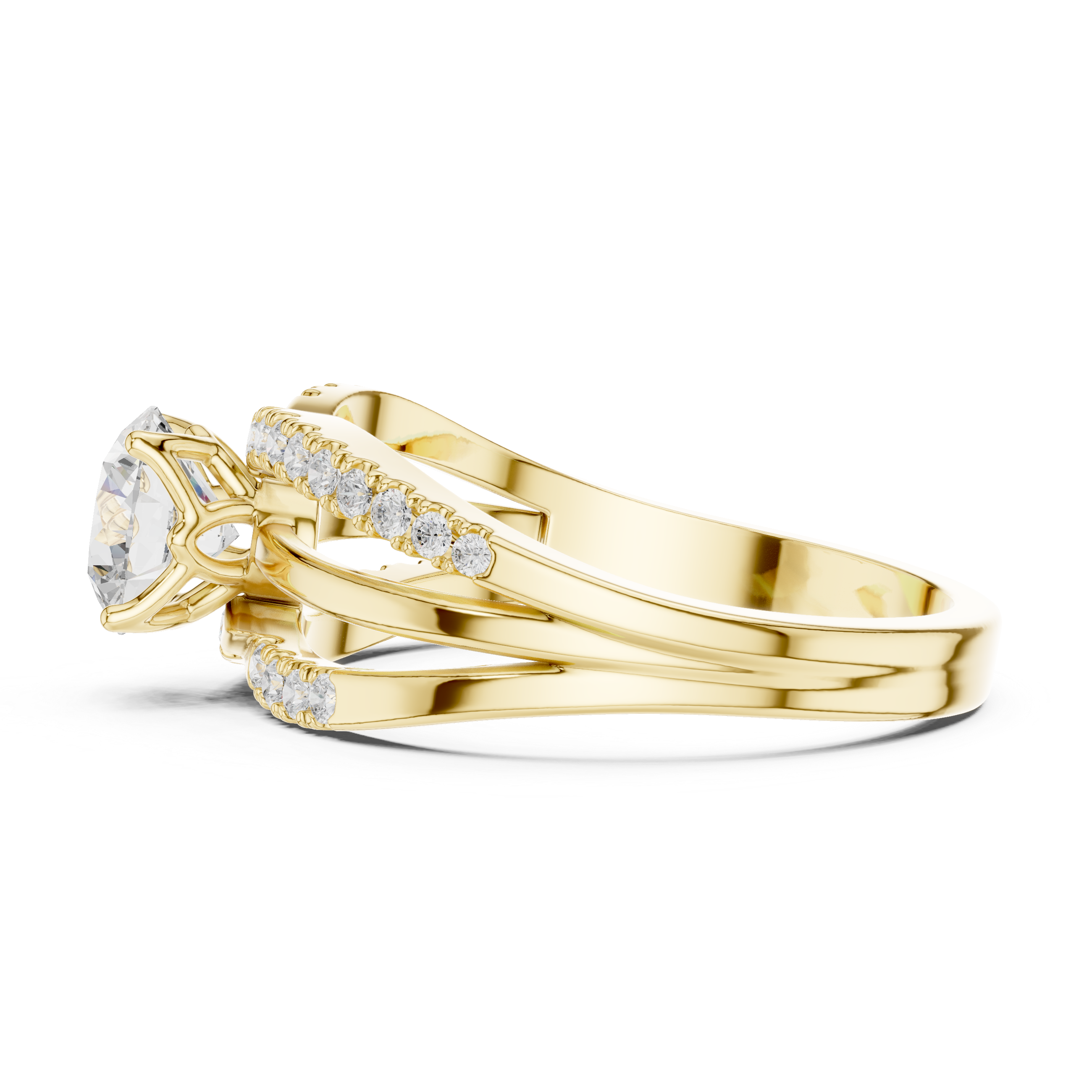 Leaf-shaped brooch with polished gold finish.