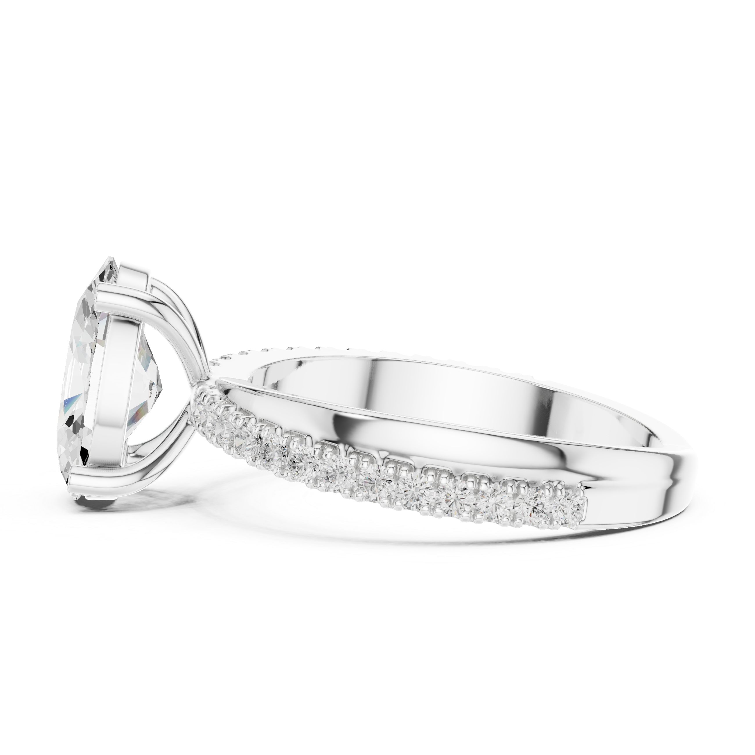 Diamond climber earrings with curved style.