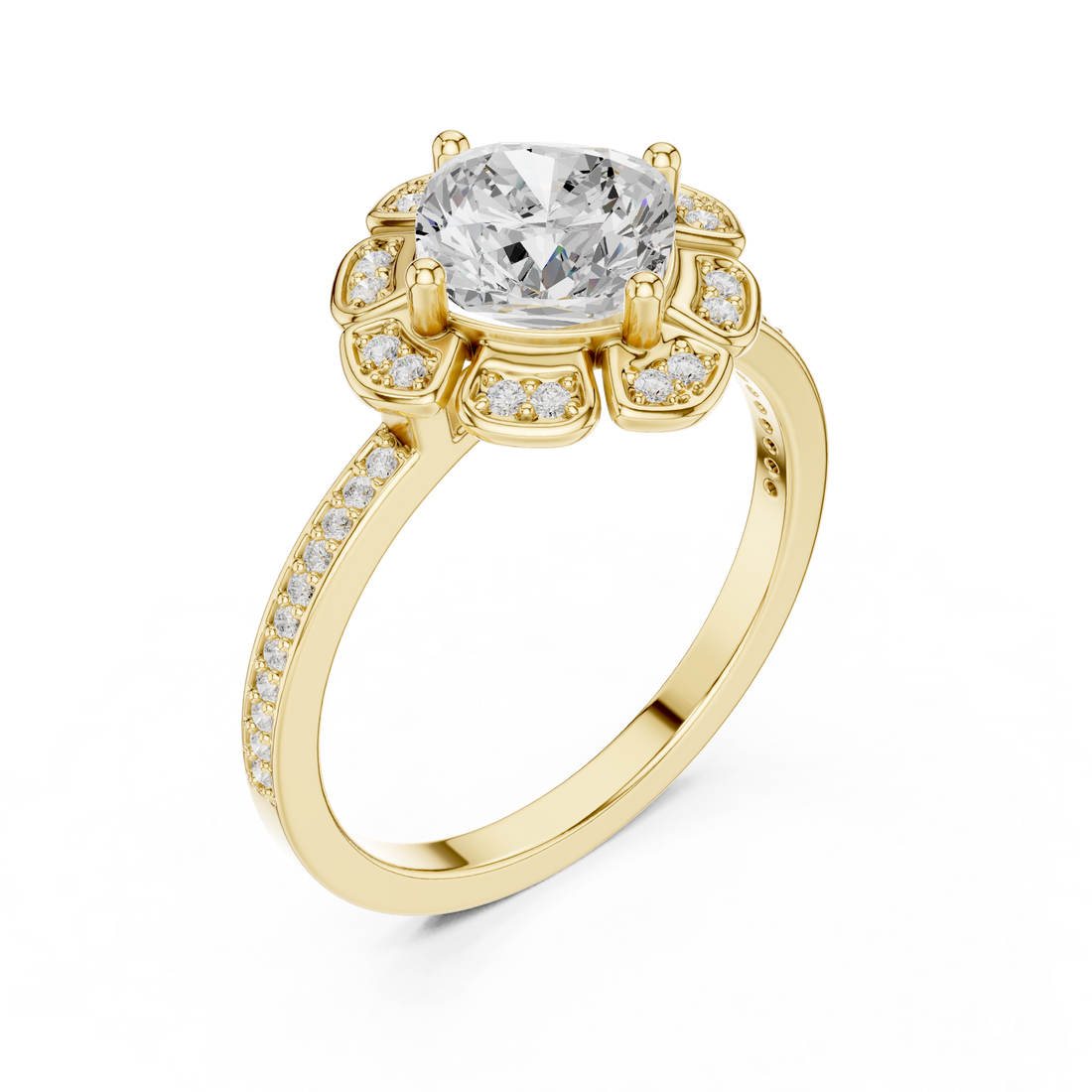 Solitaire engagement ring with elegant prong setting.