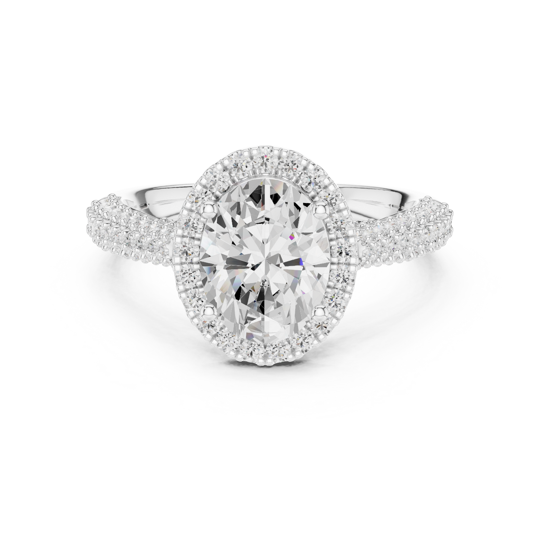 Diamond pendant necklace with sparkling centerpiece.