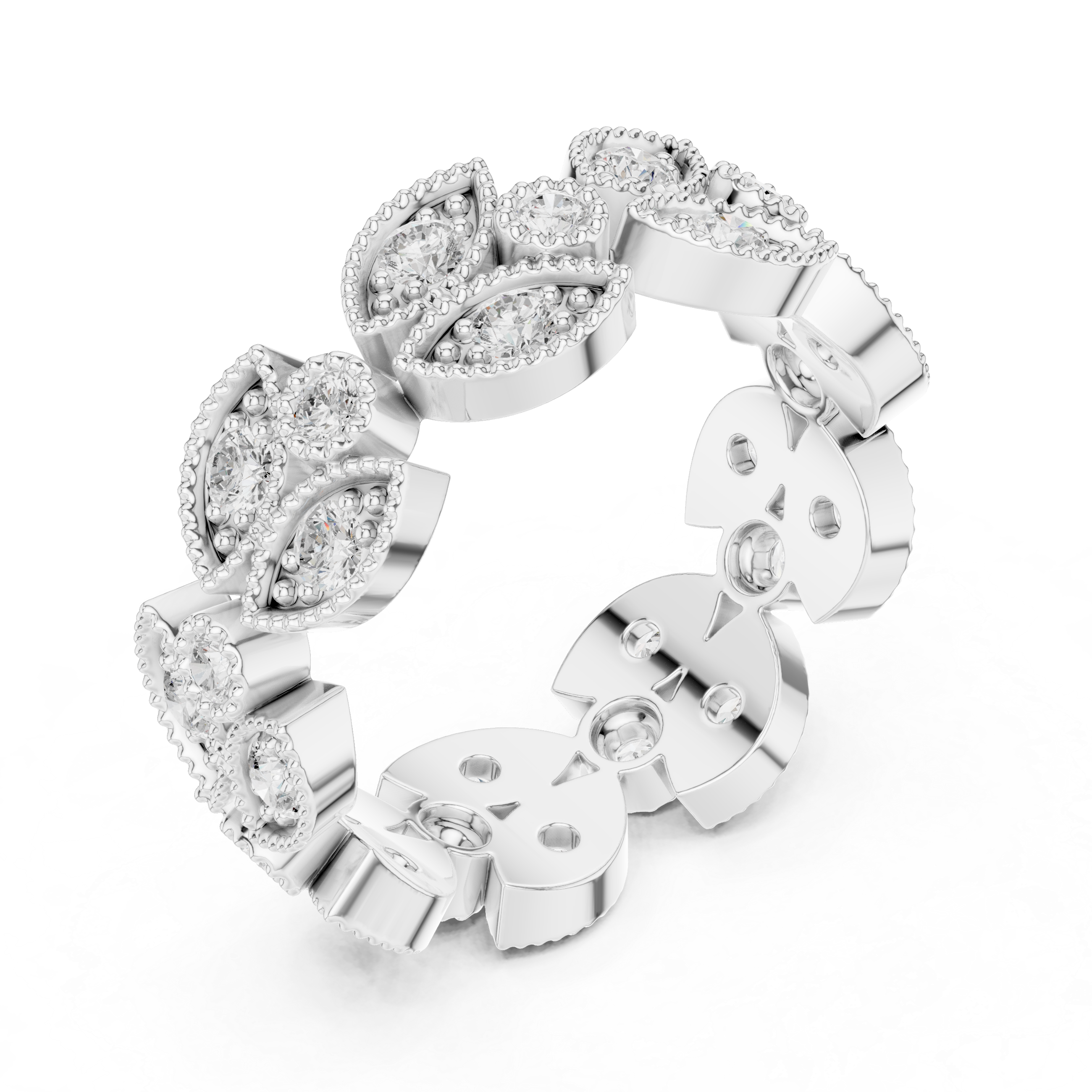 Diamond halo earrings with bright sparkle.