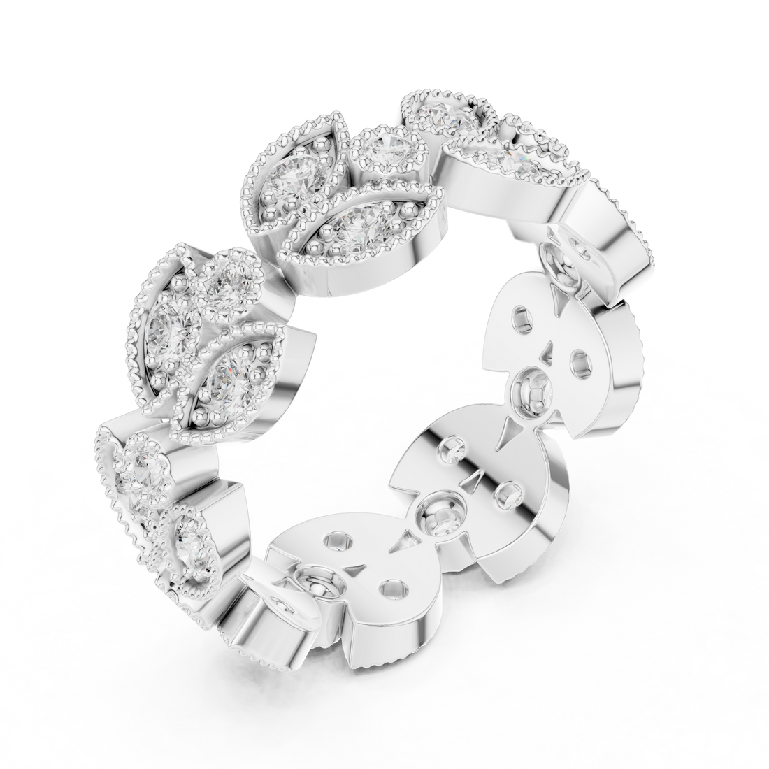 Diamond halo earrings with bright sparkle.