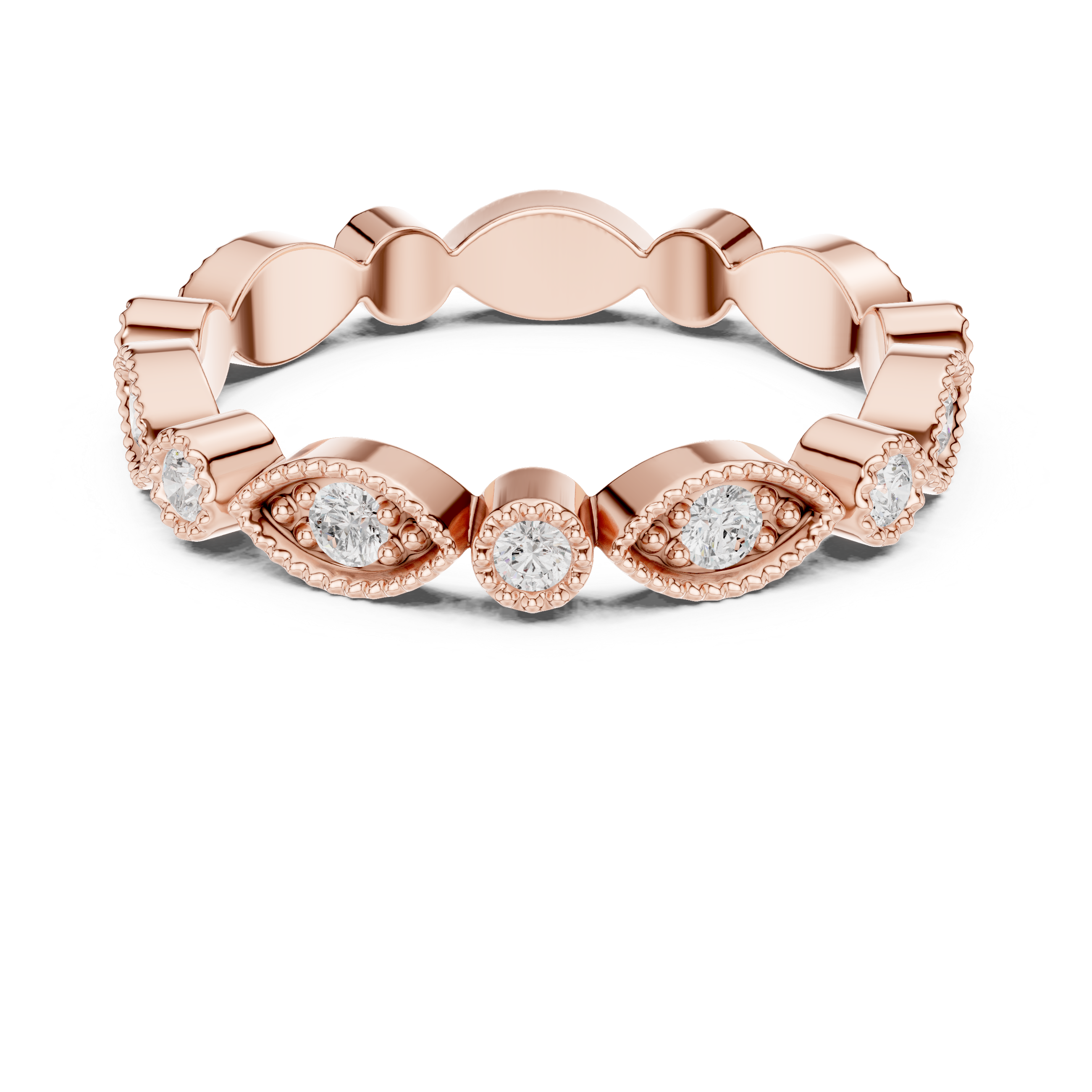 Minimalist thin gold band ring with tiny diamonds.