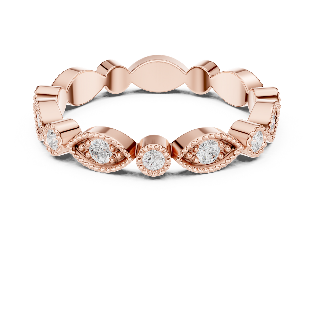 Minimalist thin gold band ring with tiny diamonds.