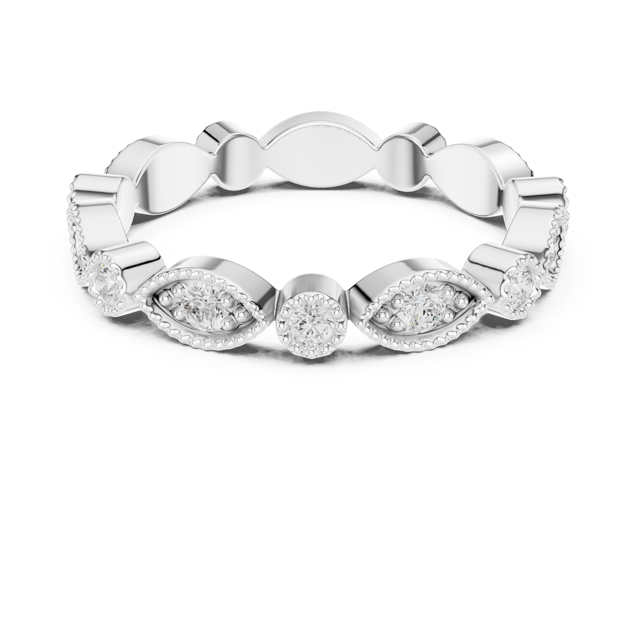 Twisted band diamond ring with modern design.