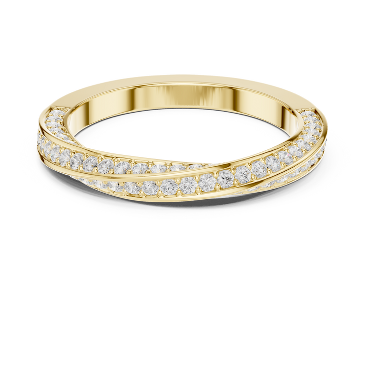 Men's gold wedding band with brushed finish.